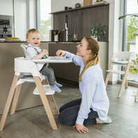 Thumbnail for STOKKE Steps High Chair Complete - Natural Legs / White Seat / White Babyset / Wihte Tray / Grey Cushion