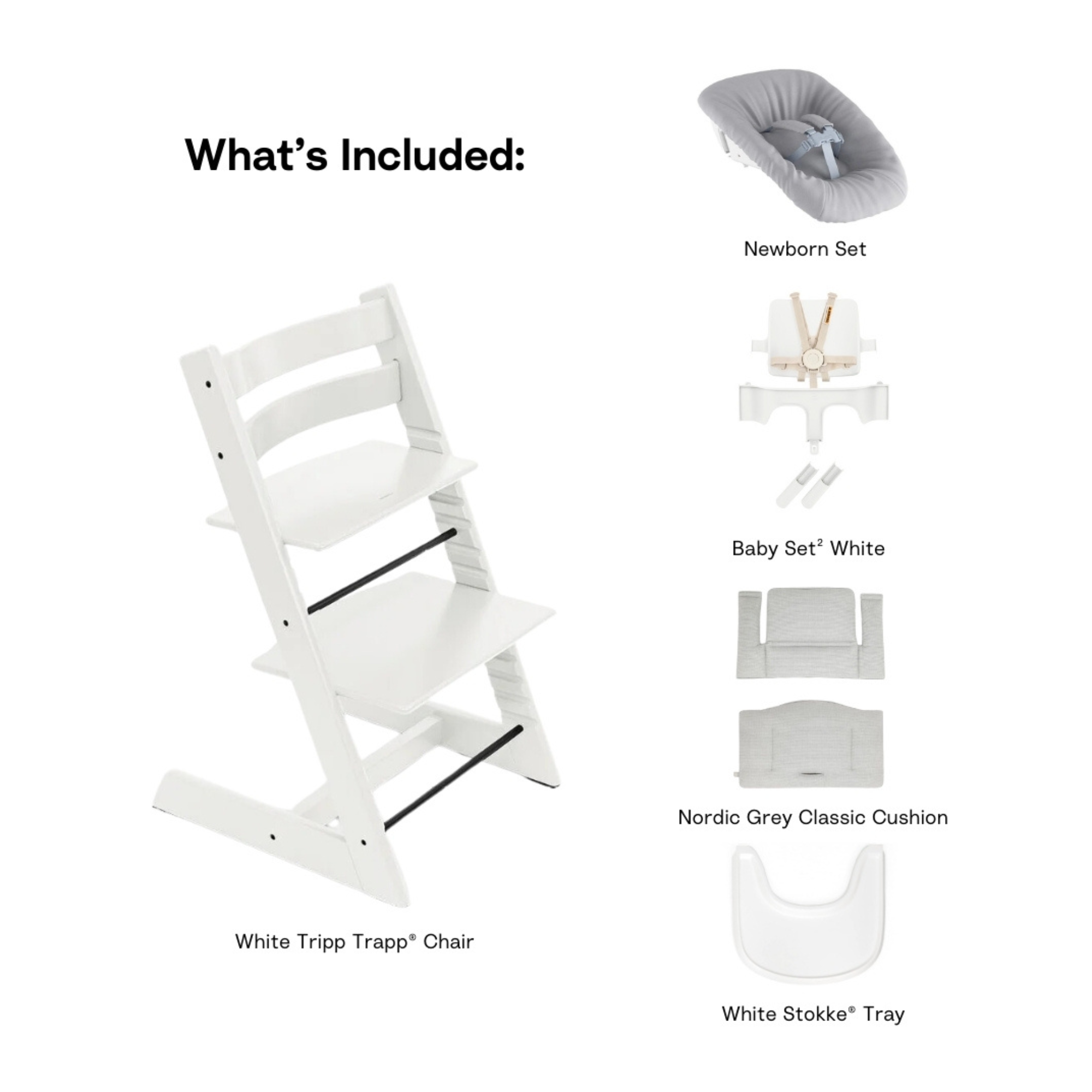Chaise haute complète STOKKE Tripp Trapp² + ensemble nouveau-né