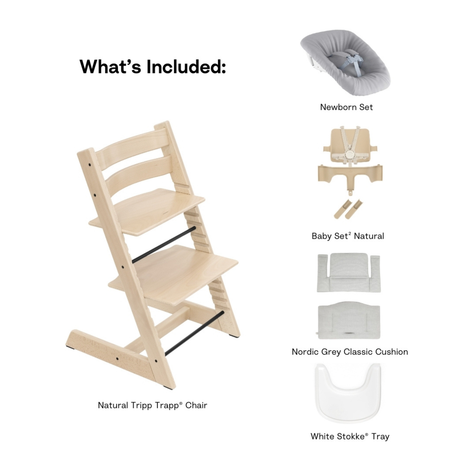 Chaise haute complète STOKKE Tripp Trapp² + ensemble nouveau-né