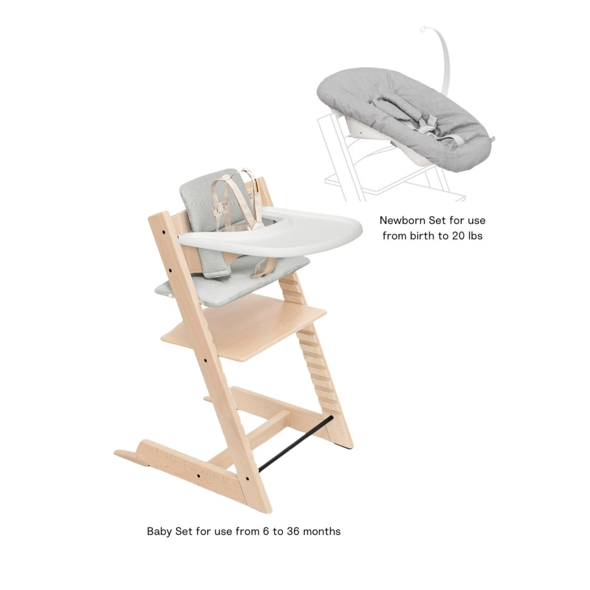Chaise haute complète STOKKE Tripp Trapp² + ensemble nouveau-né