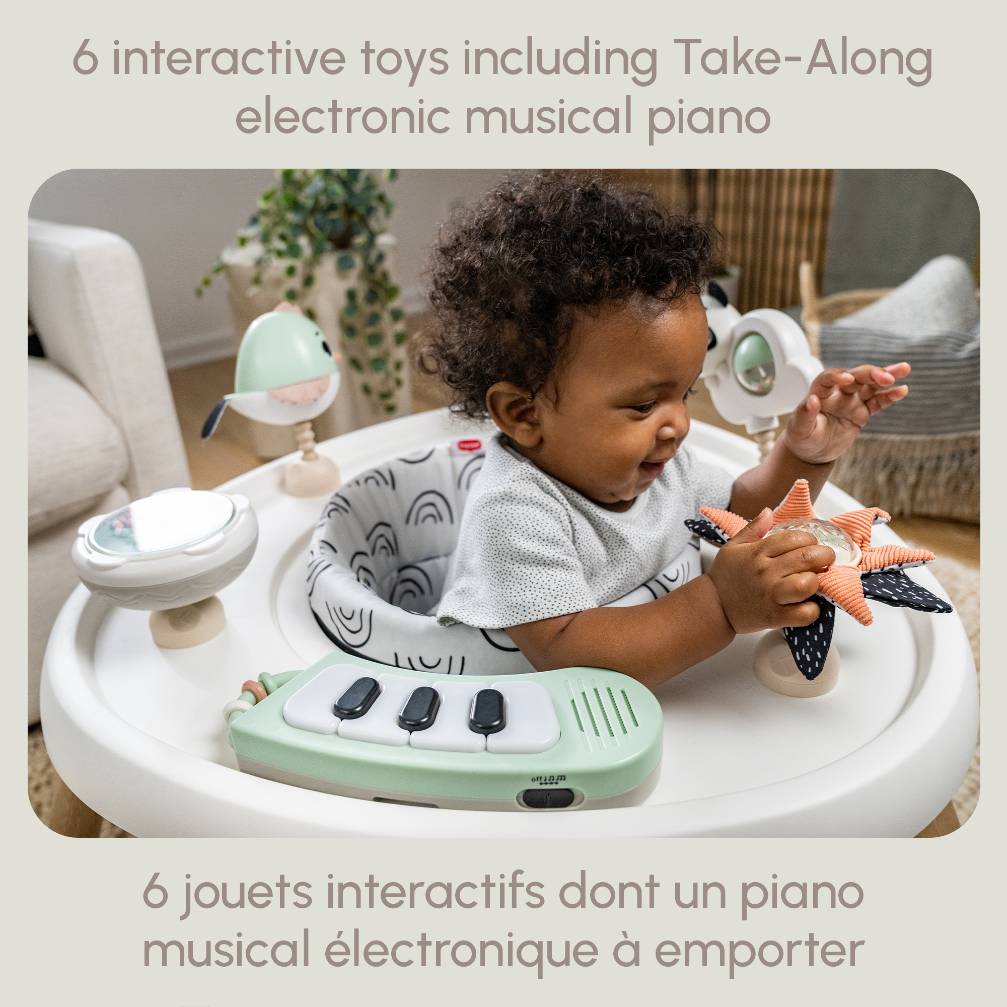 TINY LOVE 5-in-1 Here I Grow Stationary Activity Center - Black & White