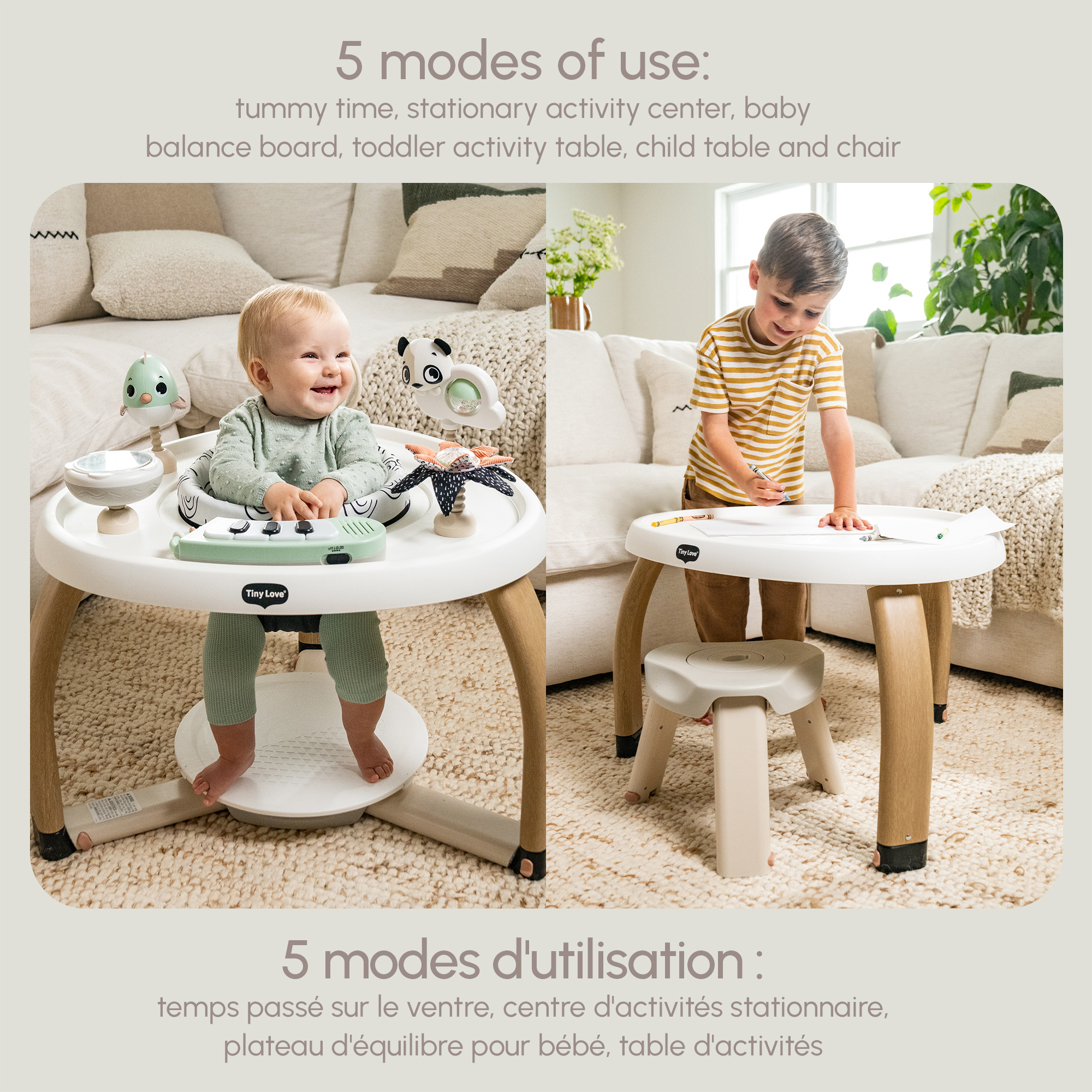 TINY LOVE 5-in-1 Here I Grow Stationary Activity Center - Black & White