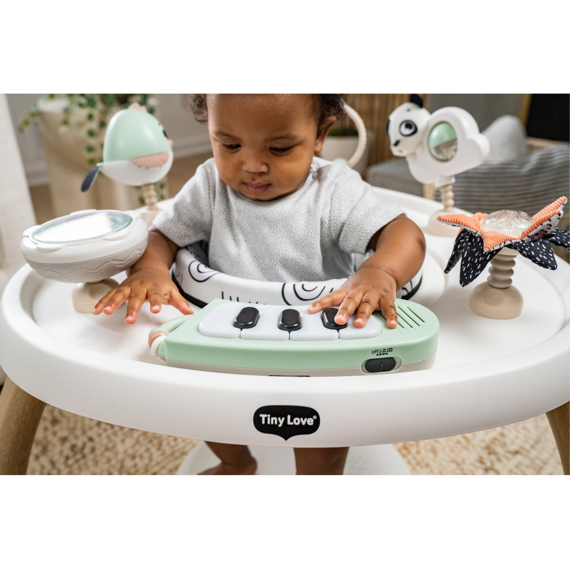 TINY LOVE 5-in-1 Here I Grow Stationary Activity Center - Black & White