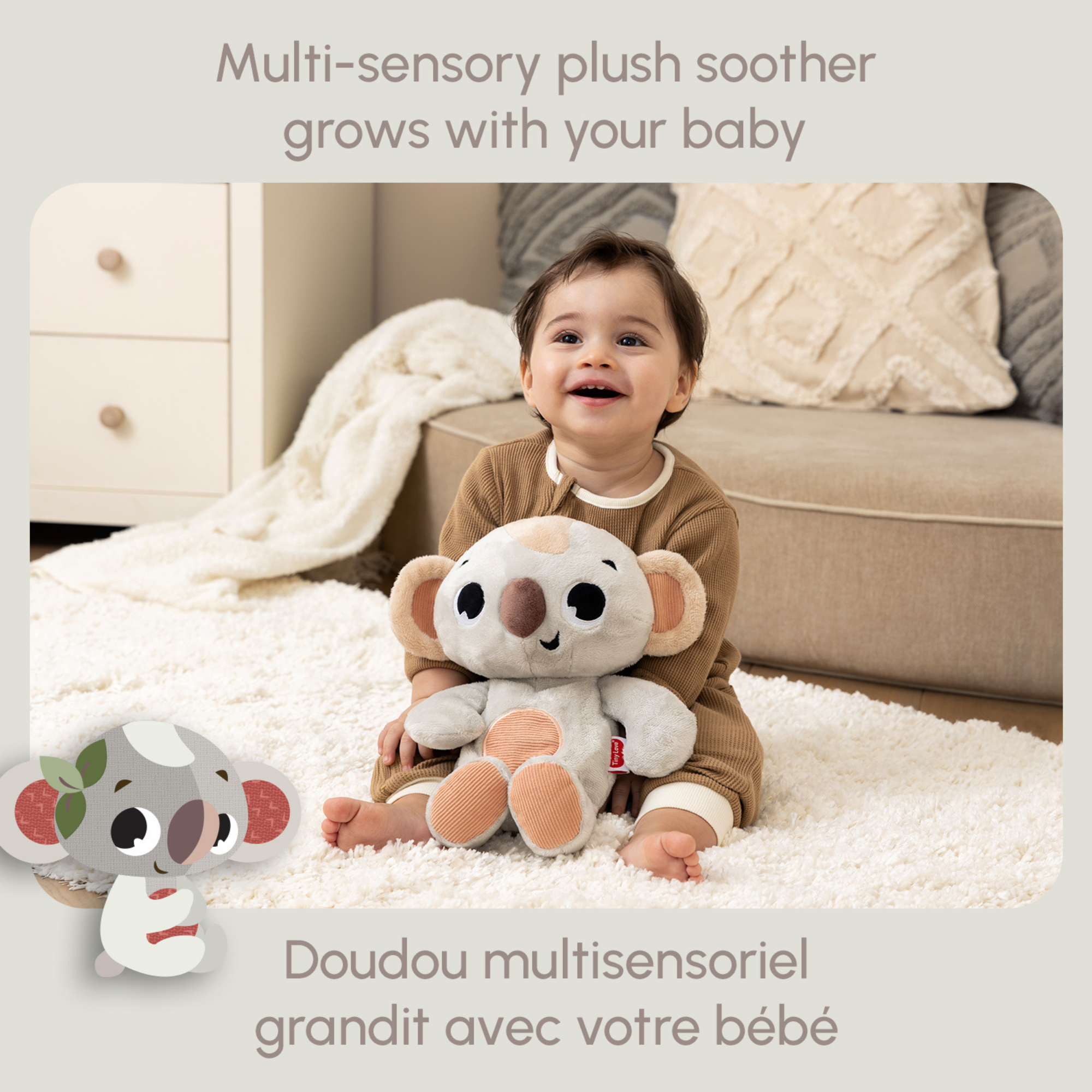 TINY LOVE B&W Décor Plush Koala Snuggly Buddy