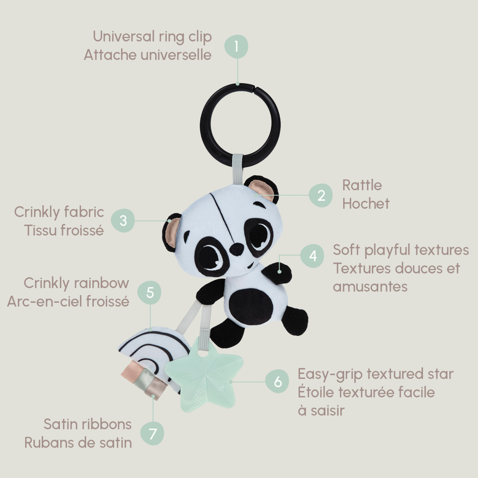 TINY LOVE Panda Take Along Rattle Toy