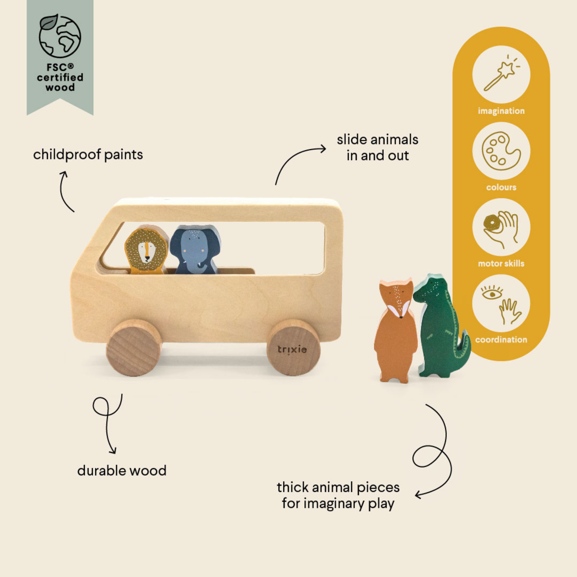 TRIXIE Wooden Animal Bus