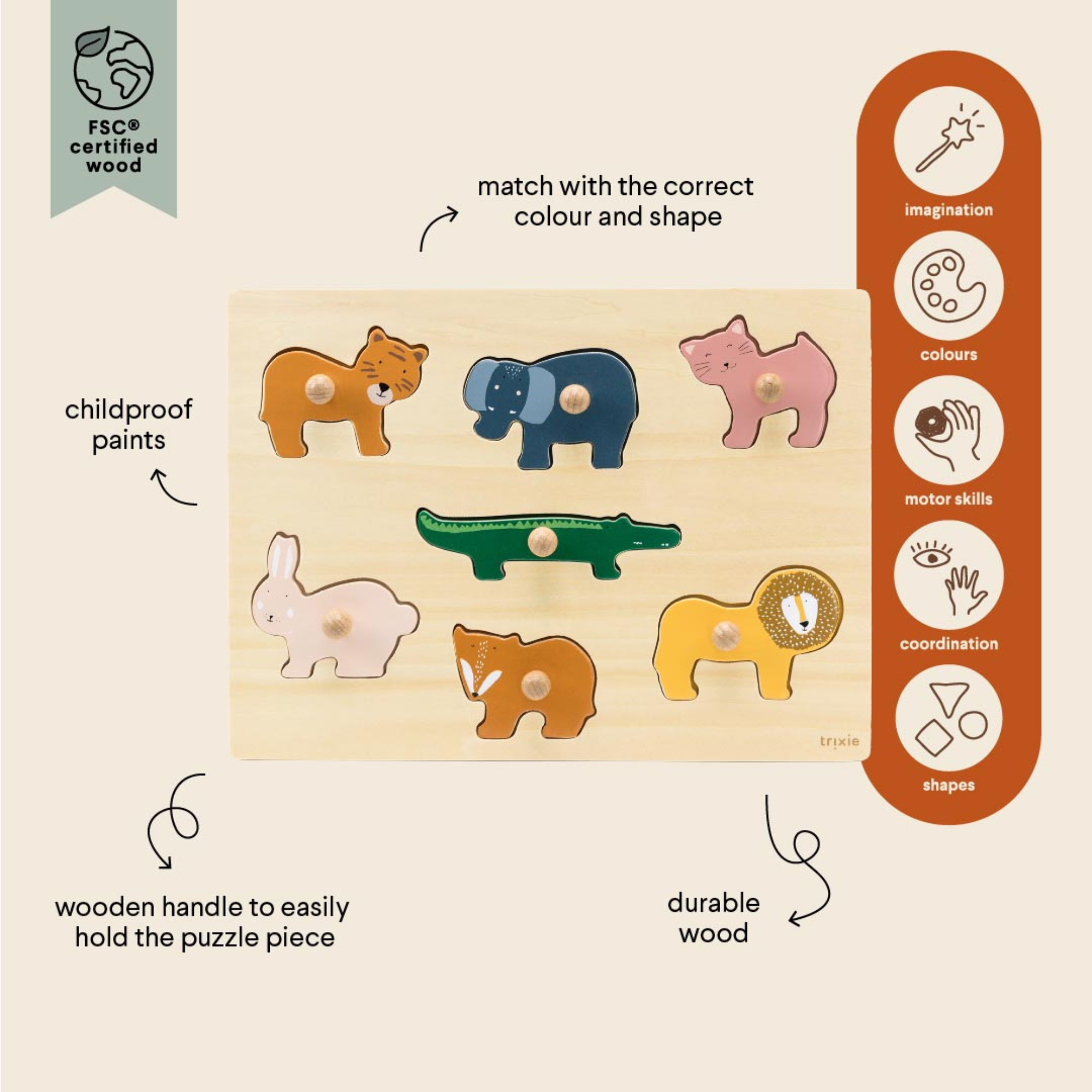 TRIXIE Wooden Animal Puzzle (7pcs)