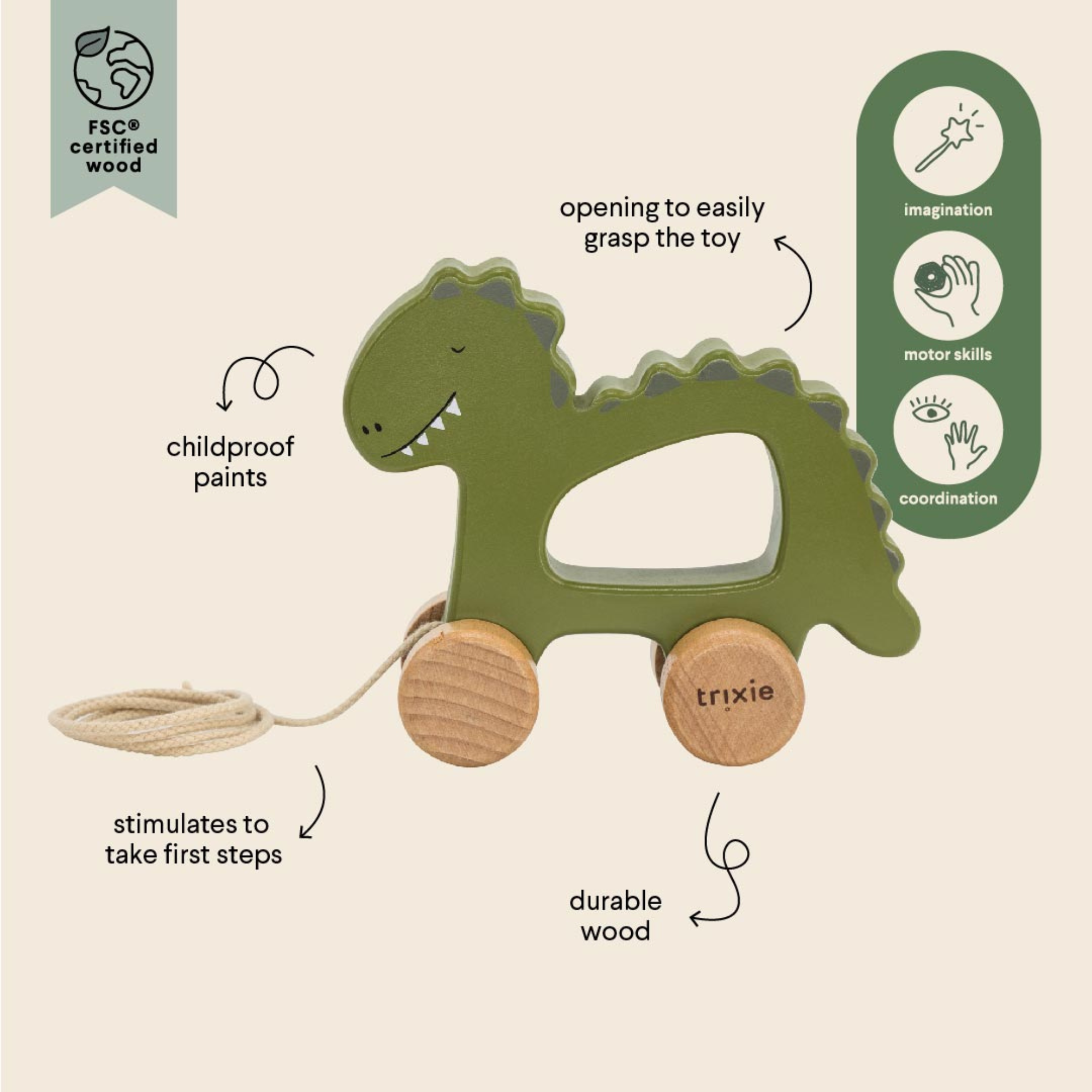 TRIXIE Wooden Pull Along Toy