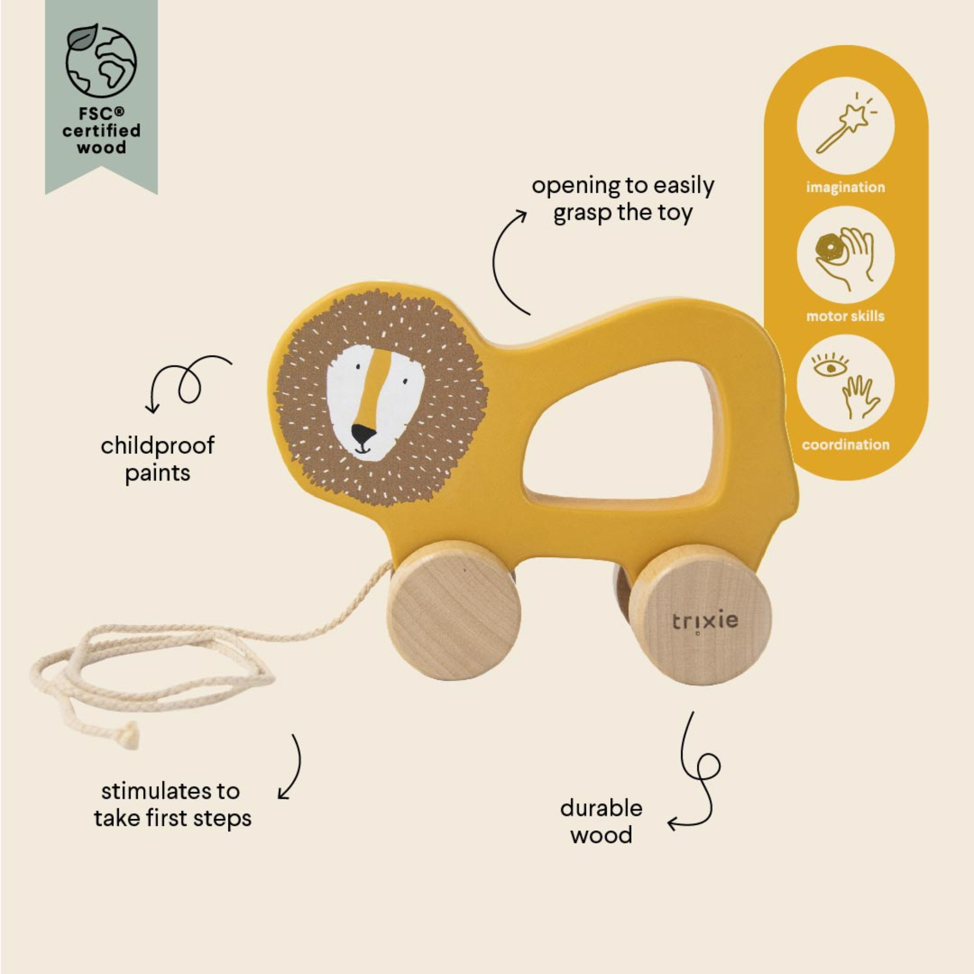TRIXIE Wooden Pull Along Toy