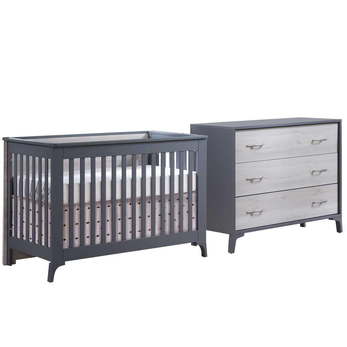 TULIP Metro Convertible Crib and 3 Drawer Dresser XL (sold as a set only)
