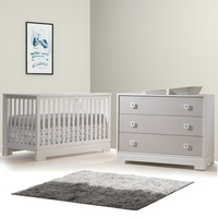 Vignette pour lit de bébé convertible TULIP Olson et commode à 3 tiroirs XL (vendus en ensemble seulement) - Blanc (lit de bébé) / Blanc/mosaïque (commode)