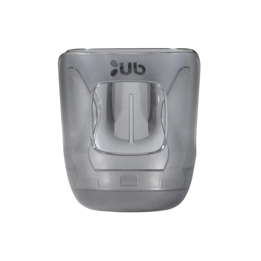 Clear training cup with silicone spout and dual handles, designed to help toddlers transition from bottle to regular cup.