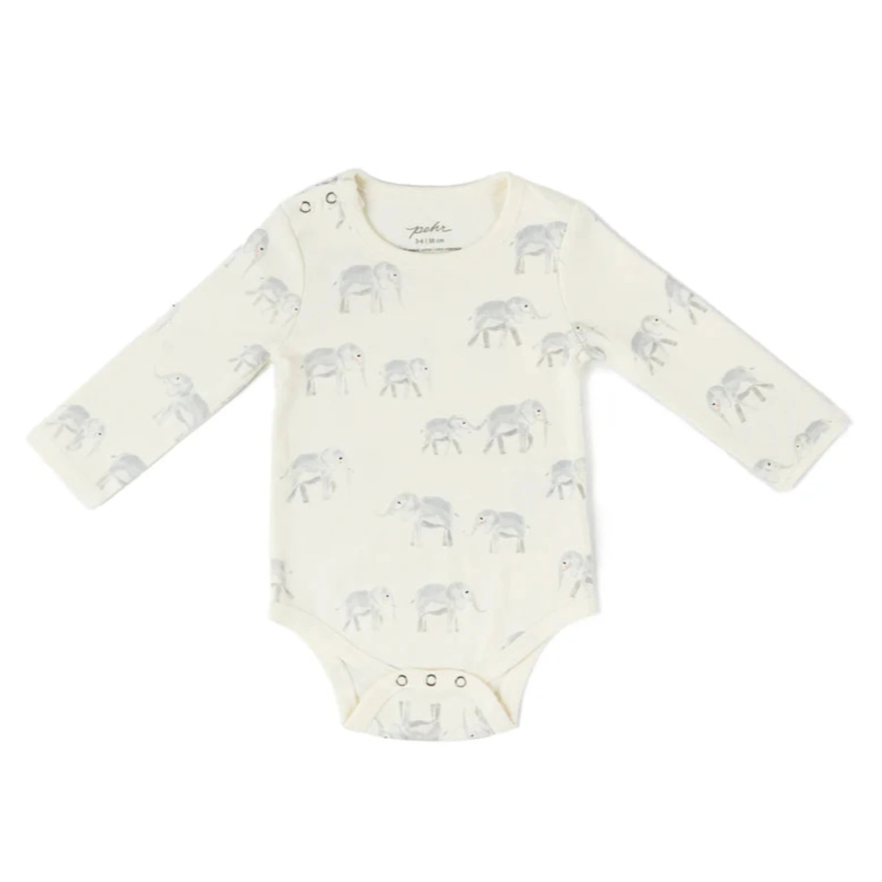 PEHR Organic Cotton Shoulder Snap One-Piece - Follow Me Elephant
