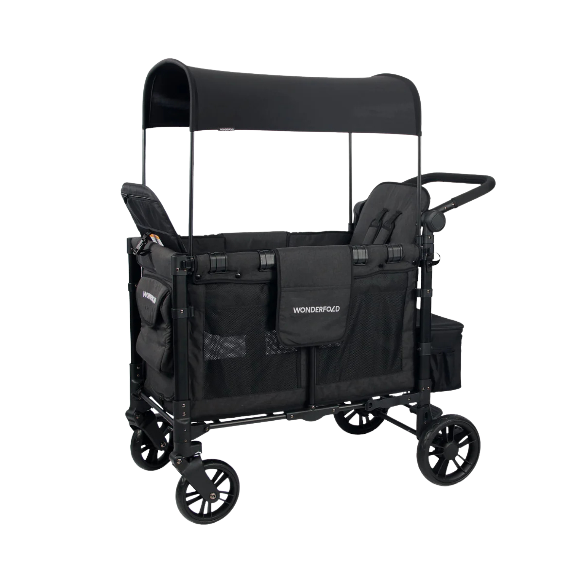 WONDERFOLD W2 Elite Push Double Stroller Wagon - Volcanic Black