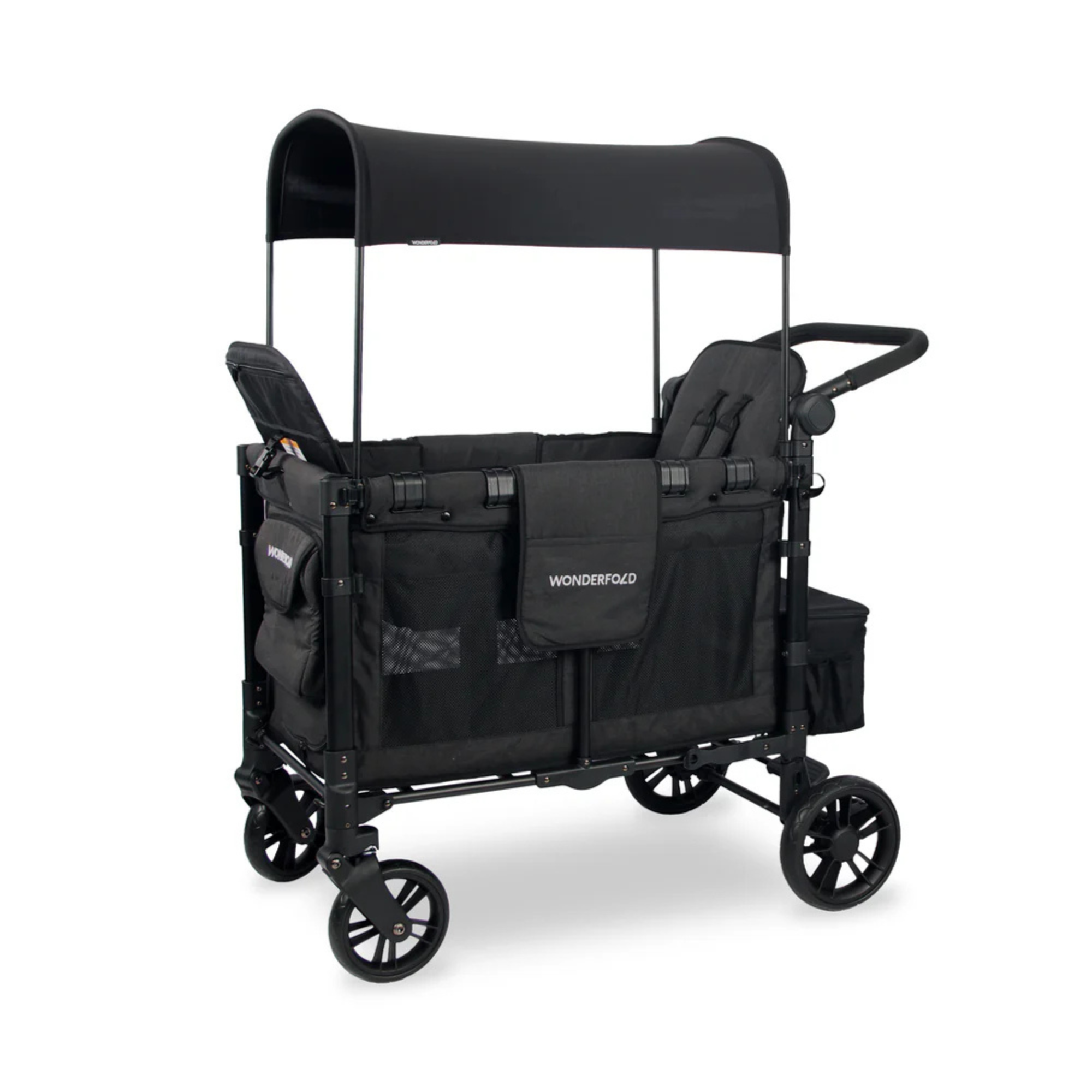 WONDERFOLD W2 Elite Push Double Stroller Wagon - Volcanic Black