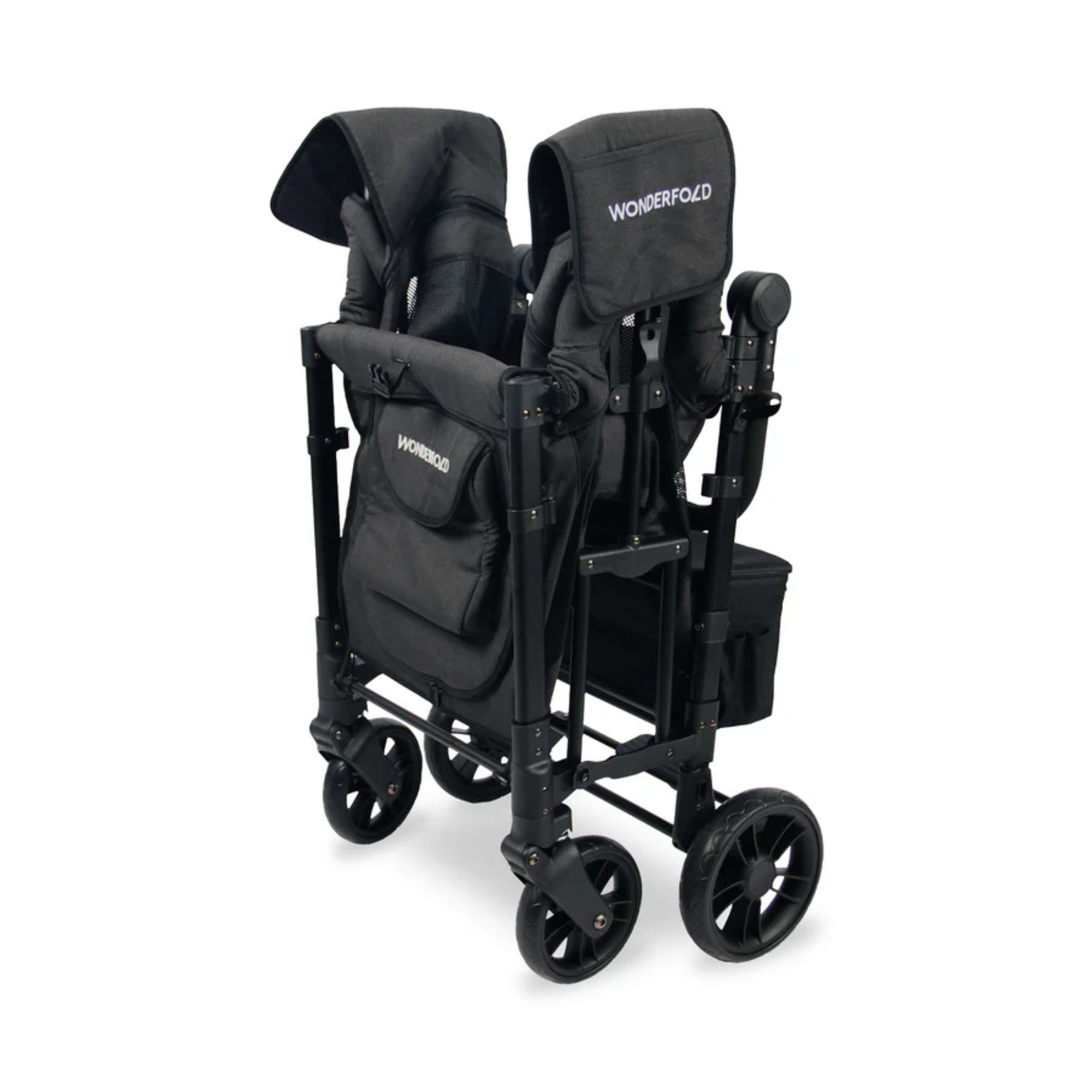 WONDERFOLD W2 Elite Push Double Stroller Wagon - Volcanic Black