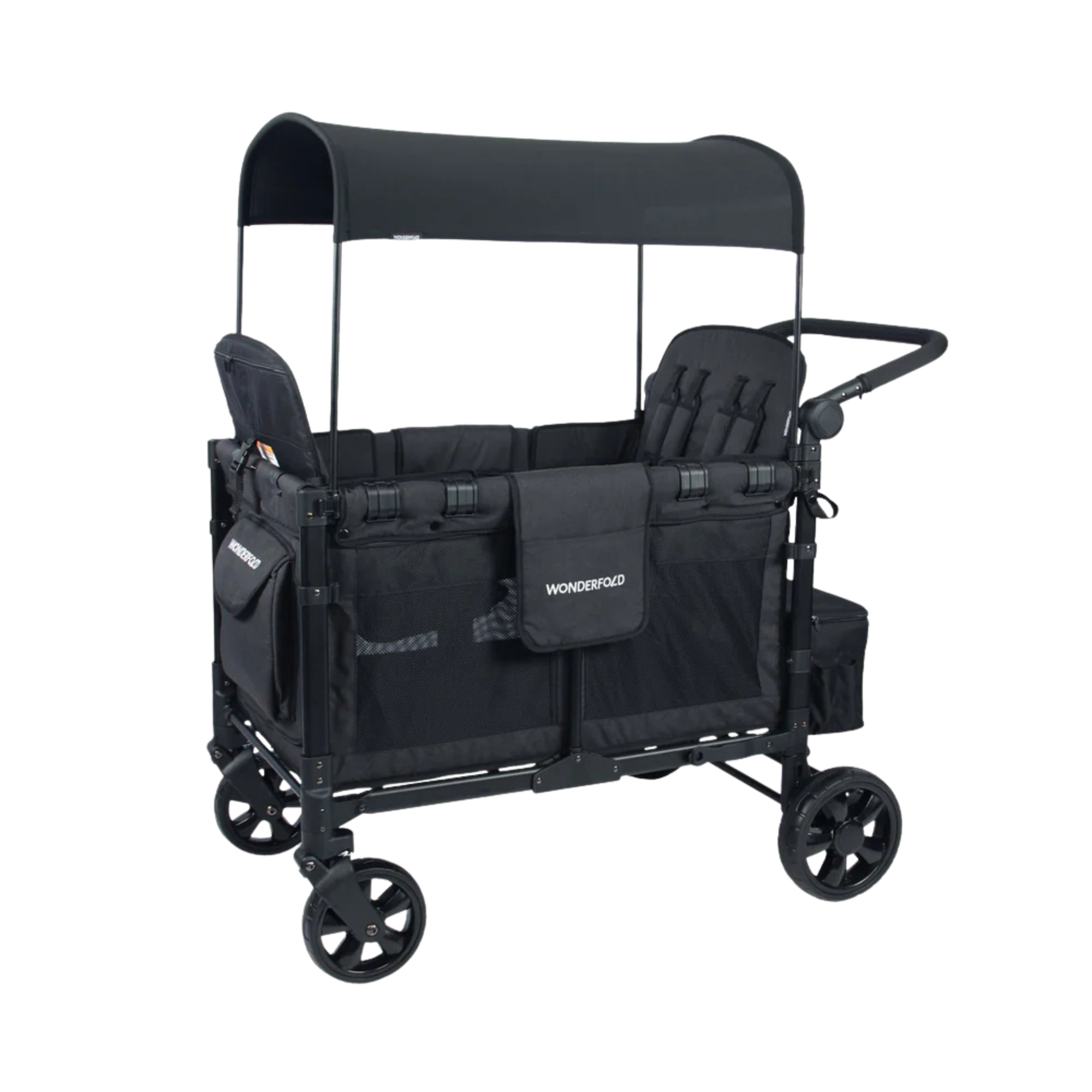 WONDERFOLD W4 Elite Push Quad Stroller Wagon - Volcanic Black