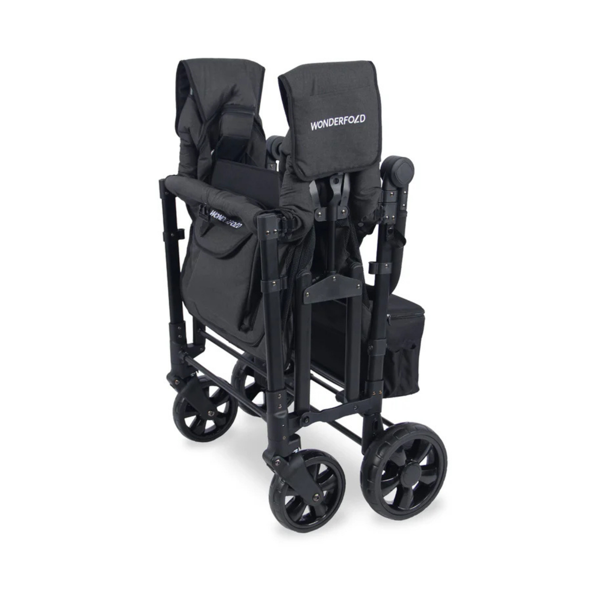 WONDERFOLD W4 Elite Push Quad Stroller Wagon - Volcanic Black