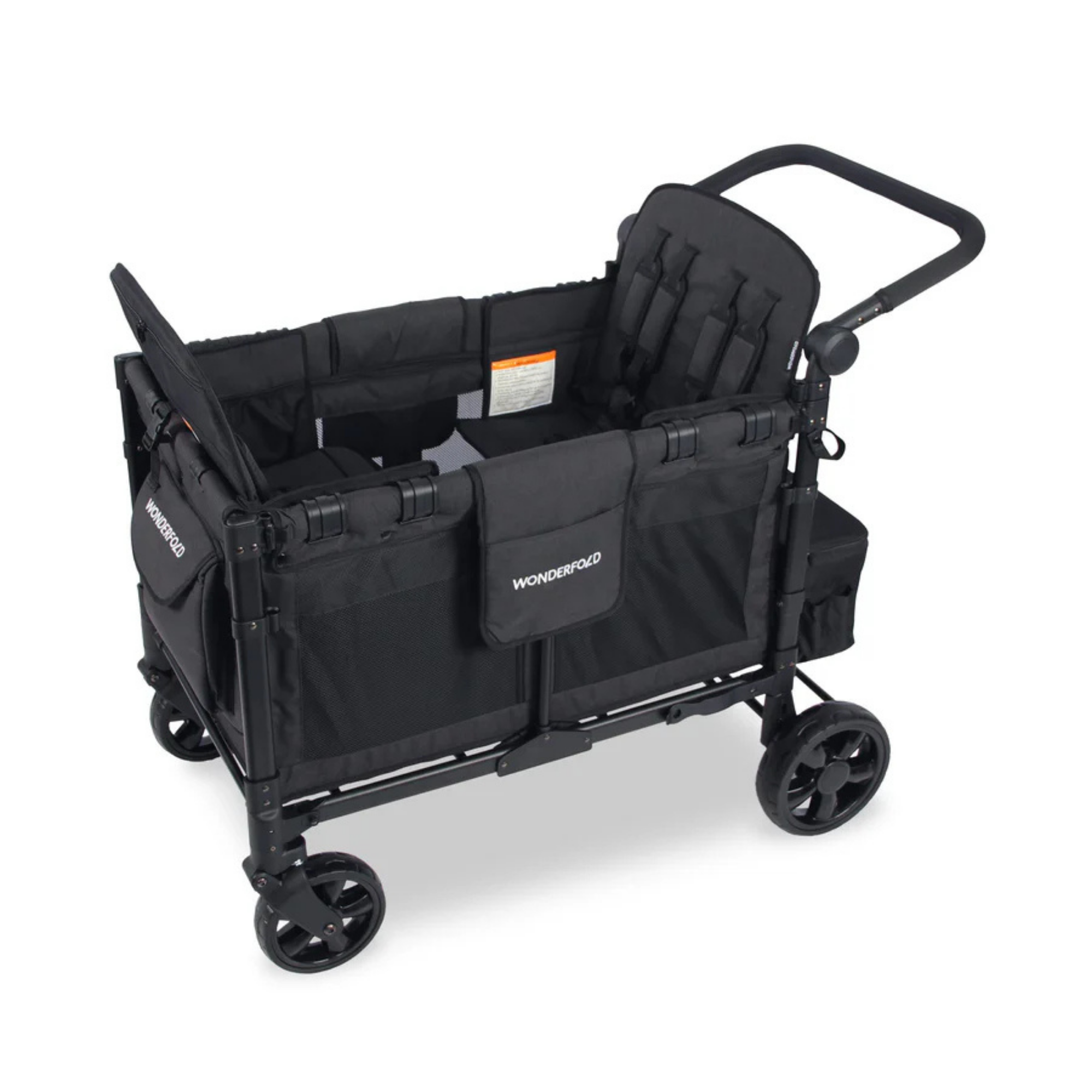 WONDERFOLD W4 Elite Push Quad Stroller Wagon - Volcanic Black