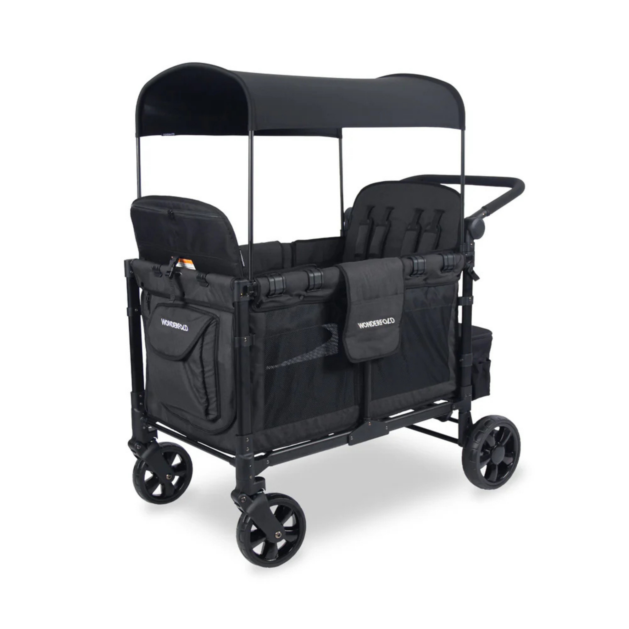 WONDERFOLD W4 Elite Push Quad Stroller Wagon - Volcanic Black