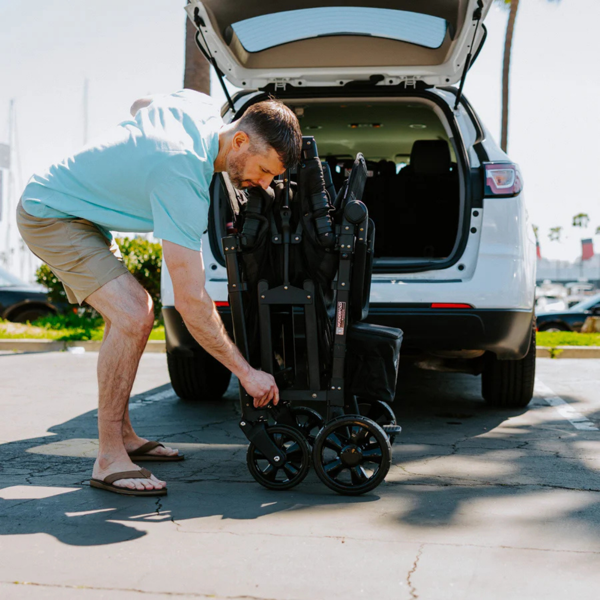 WONDERFOLD W4 Elite Push Quad Stroller Wagon - Volcanic Black