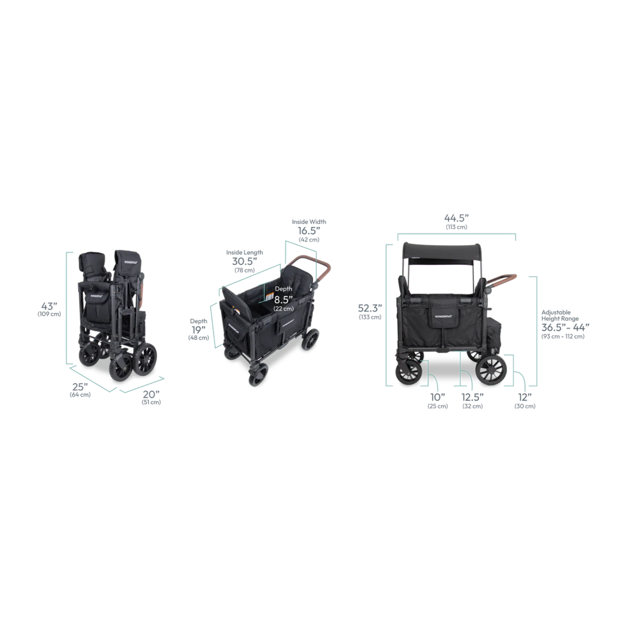 Poussette WONDERFOLD W2 Luxe Pro - Noir