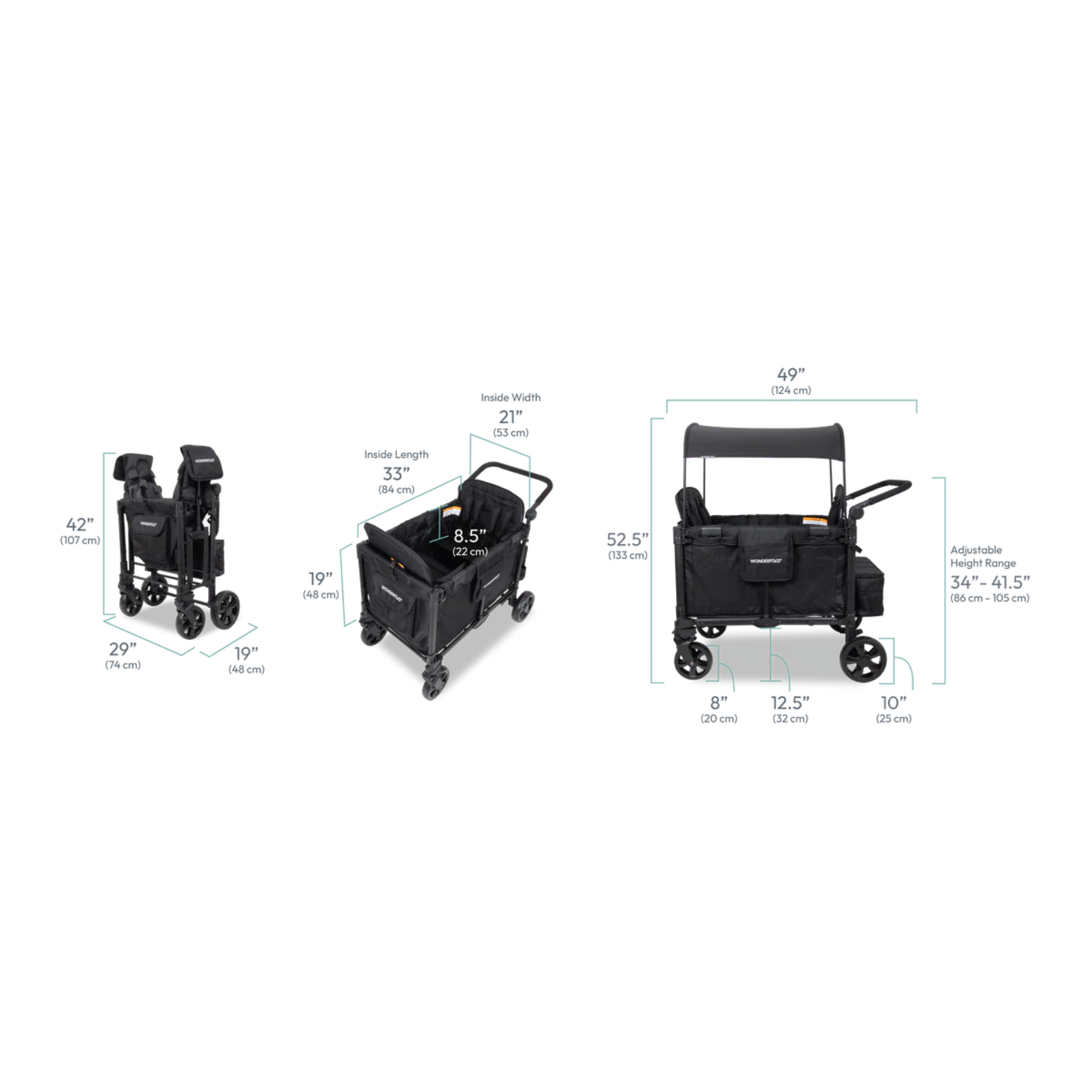 WONDERFOLD W4 Elite Pro Stroller Wagon - Black