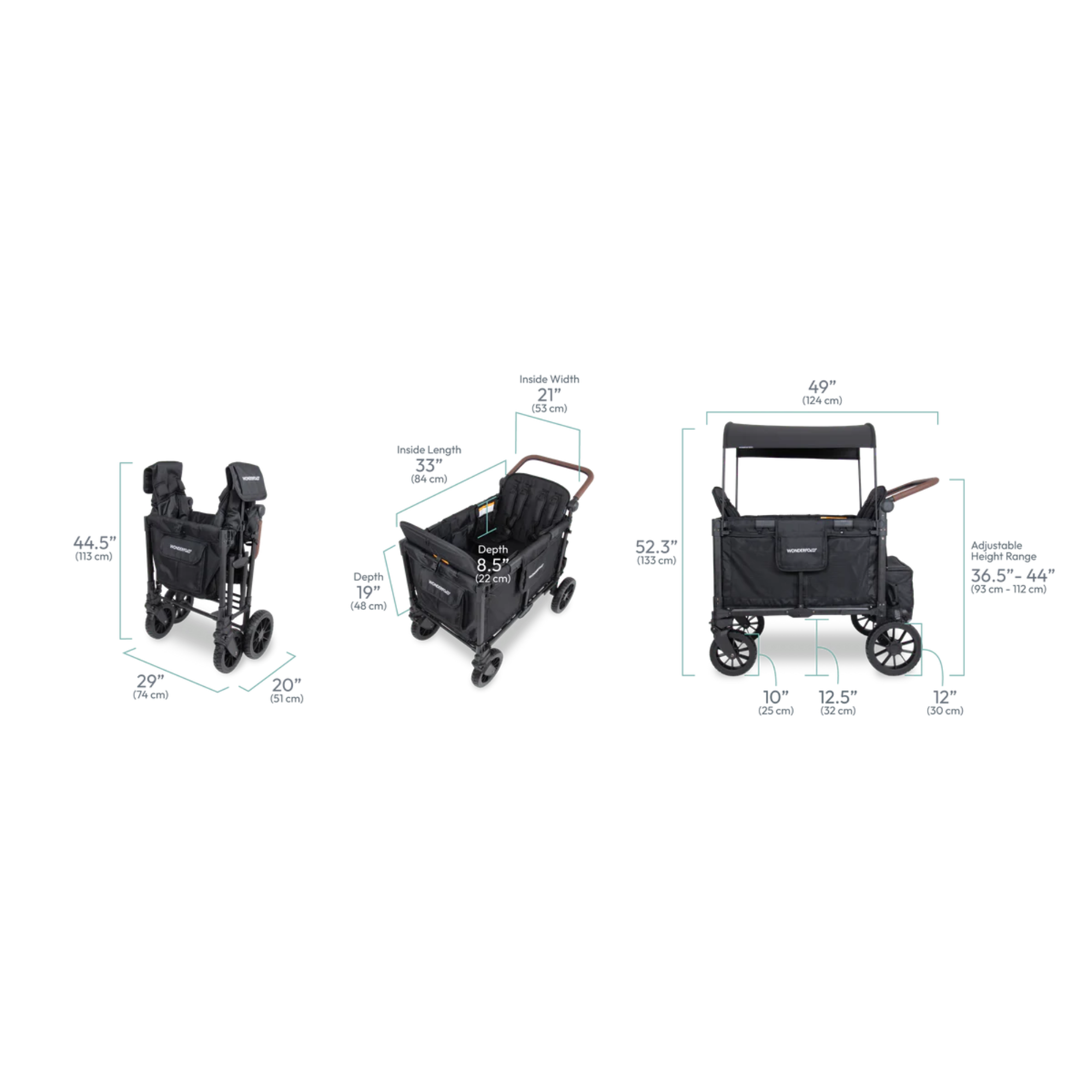 WONDERFOLD W4 Luxe Pro Stroller Wagon - Black