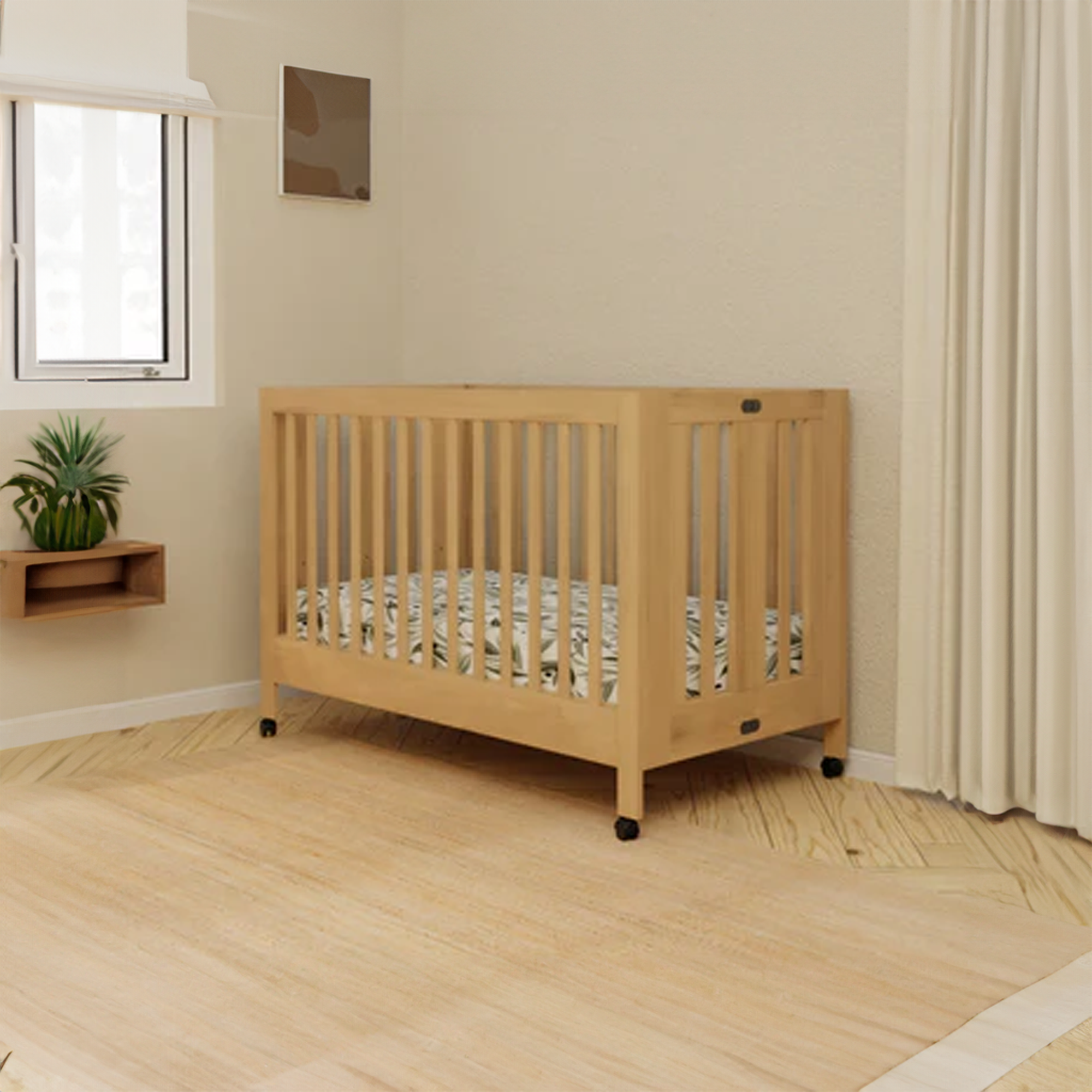 BABYLETTO Maki Full-Size Folding Crib w/ Toddler Bed Conversion Kit