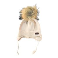 Thumbnail for BELAN J Baby Beanie with Faux Fur Pompom (0-12M)