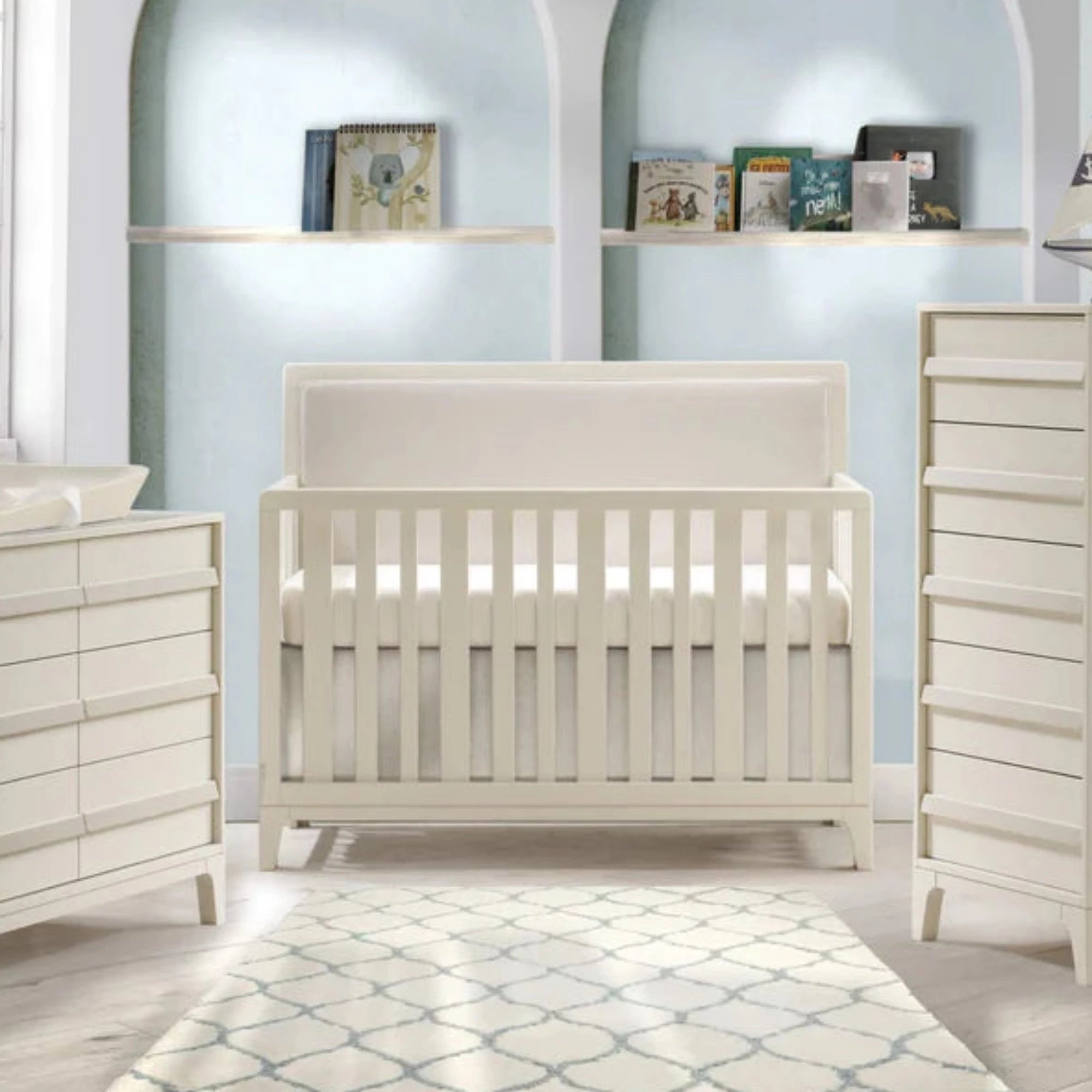 Lit bébé convertible 5 en 1 NATART Kyoto avec panneau rembourré Talc