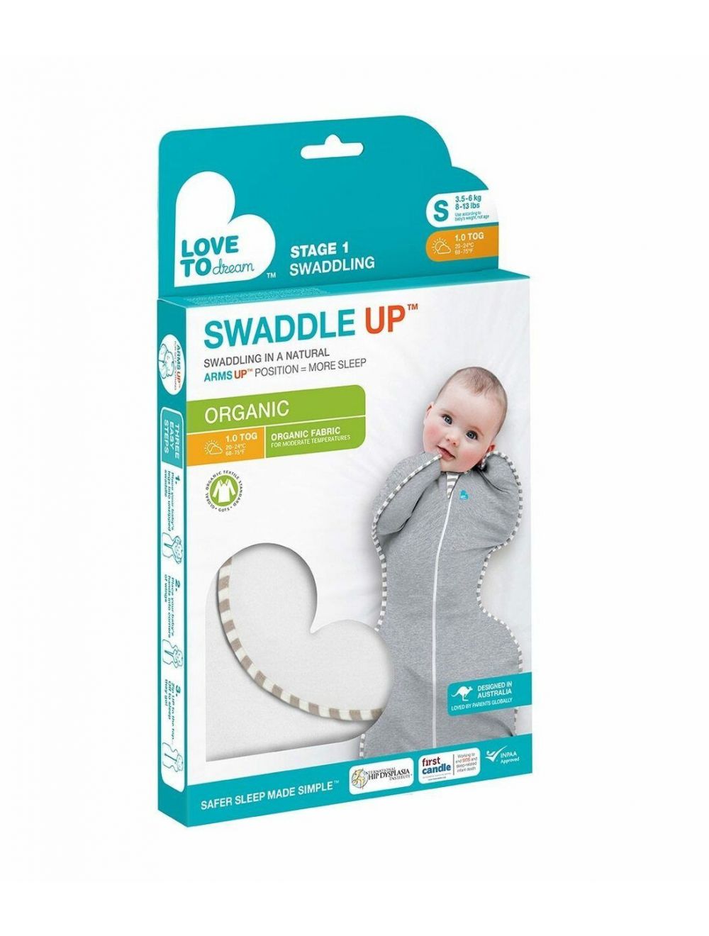 LOVE TO DREAM Swaddle Up Organic 1Tog - Cream