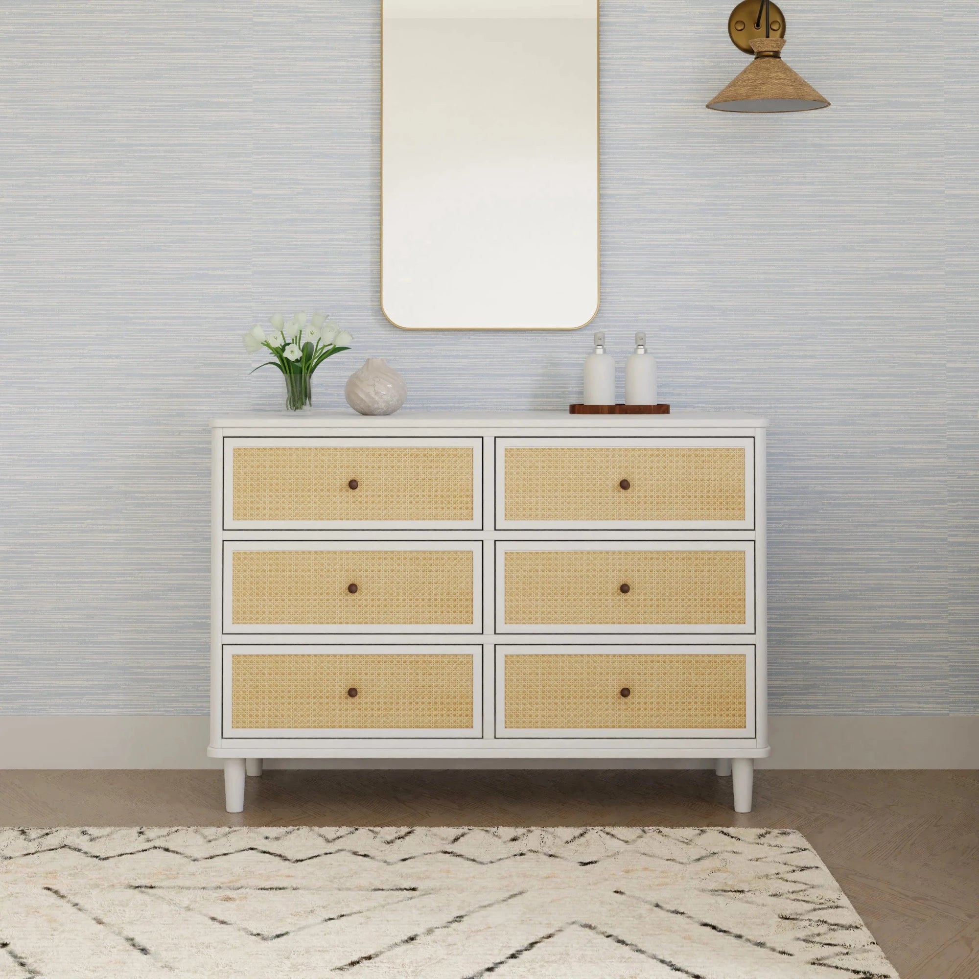 NAMESAKE Marin with Cane 6 Drawer Assembled Dresser