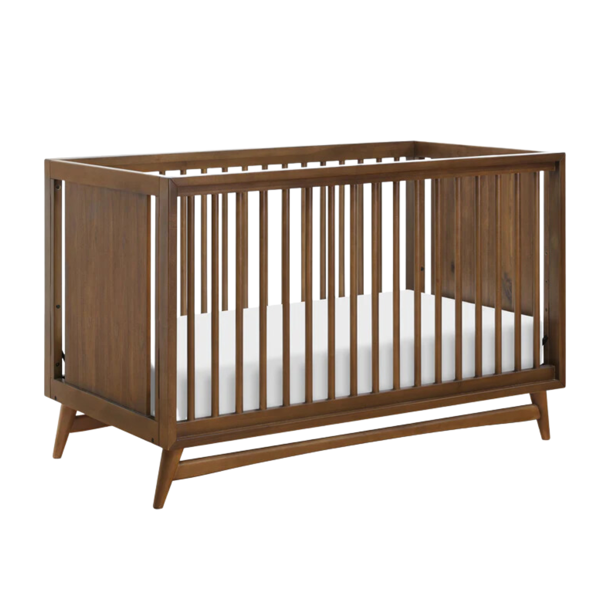 BABYLETTO Peggy Mid-Century 3-in-1 Convertible Crib w/Toddler Bed Conversion Kit - Natural Walnut