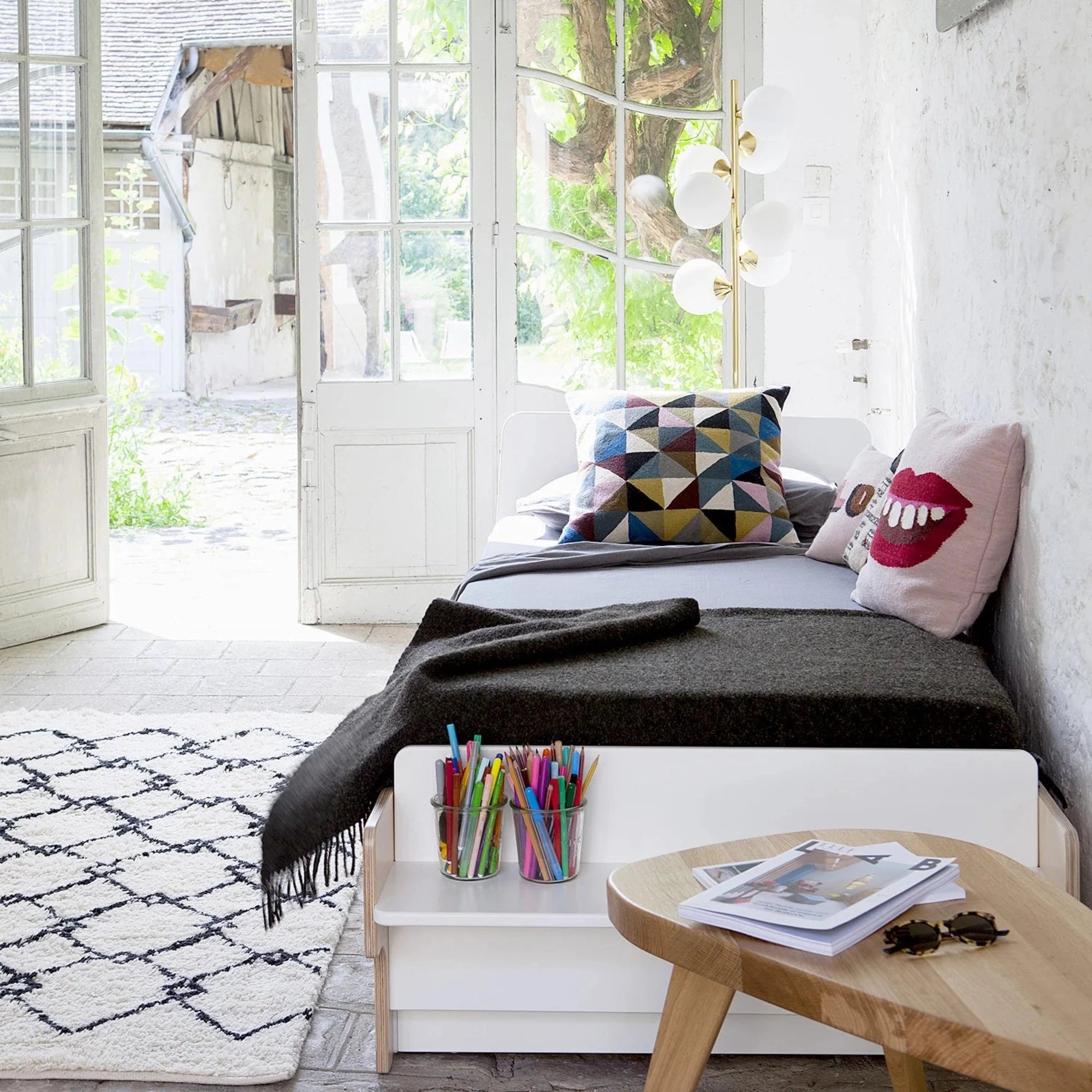 OEUF River Twin Bed - White/Birch