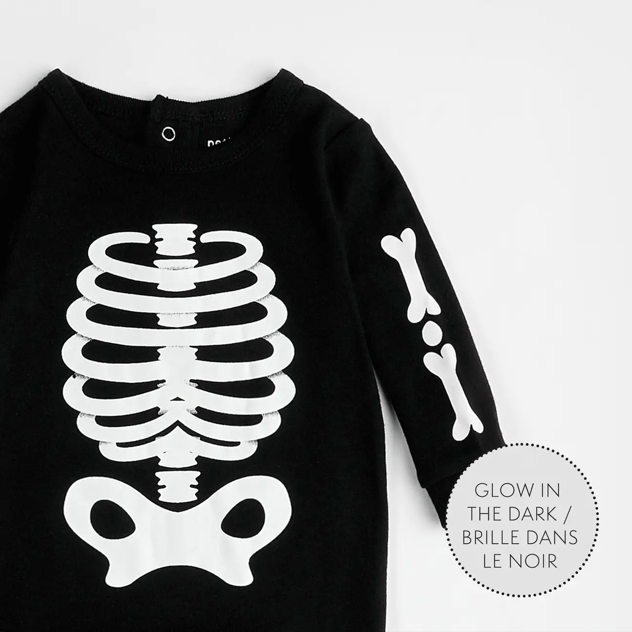 PETIT LEM Skeleton GITD Print on Black Sleeper