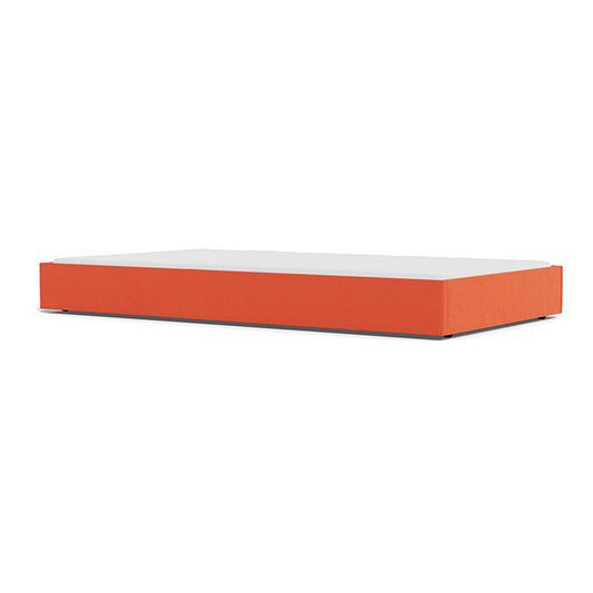 Rectangular orange wall shelf with a white top surface, designed for modern nursery or kids’ room storage and display.