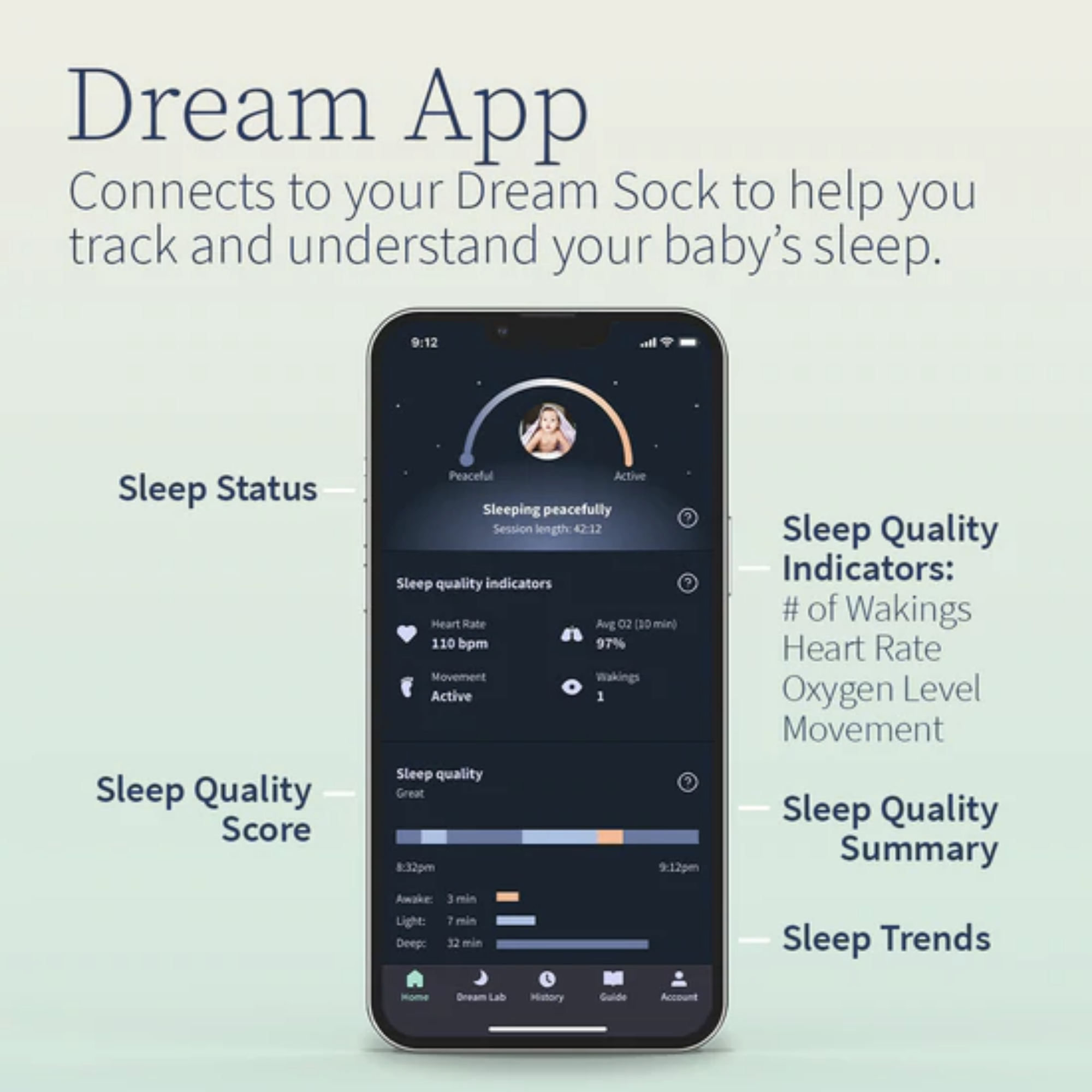 OWLET Dream Sock - Mint