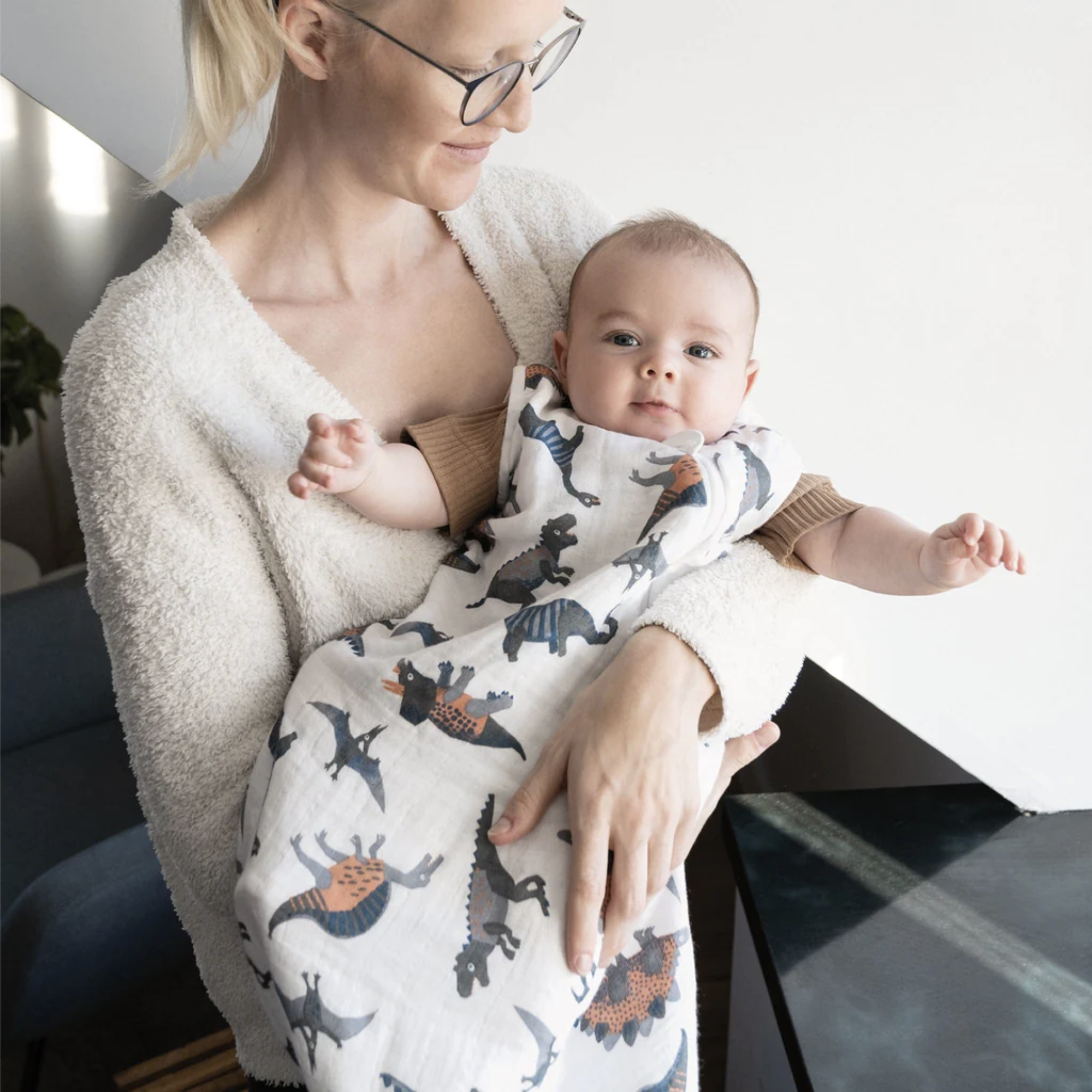 PERLIMPINPIN Gigoteuse en mousseline de coton 0,7T - Dinosaures