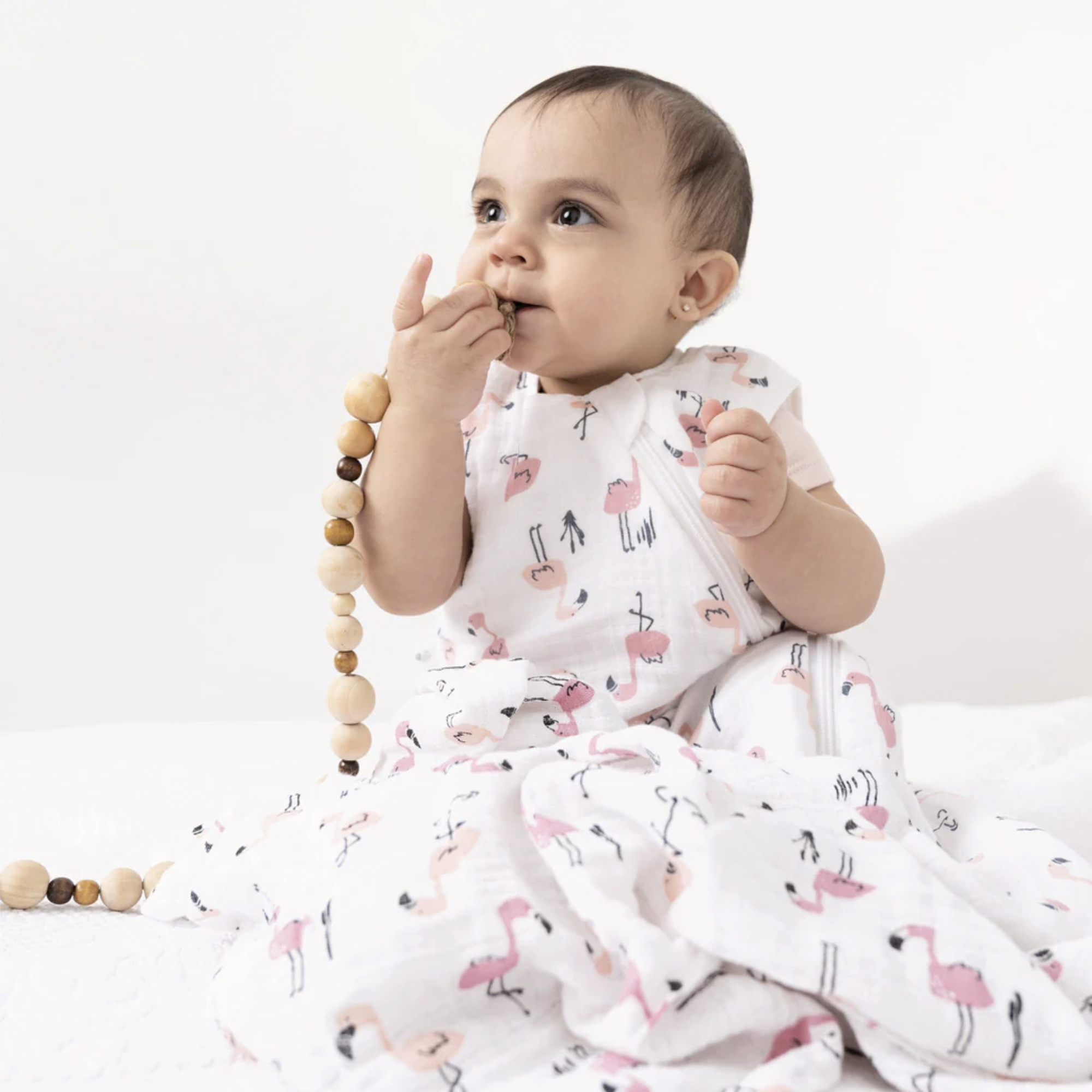 PERLIMPINPIN Cotton Muslin Sleep Bag 0.7T - Flamingos