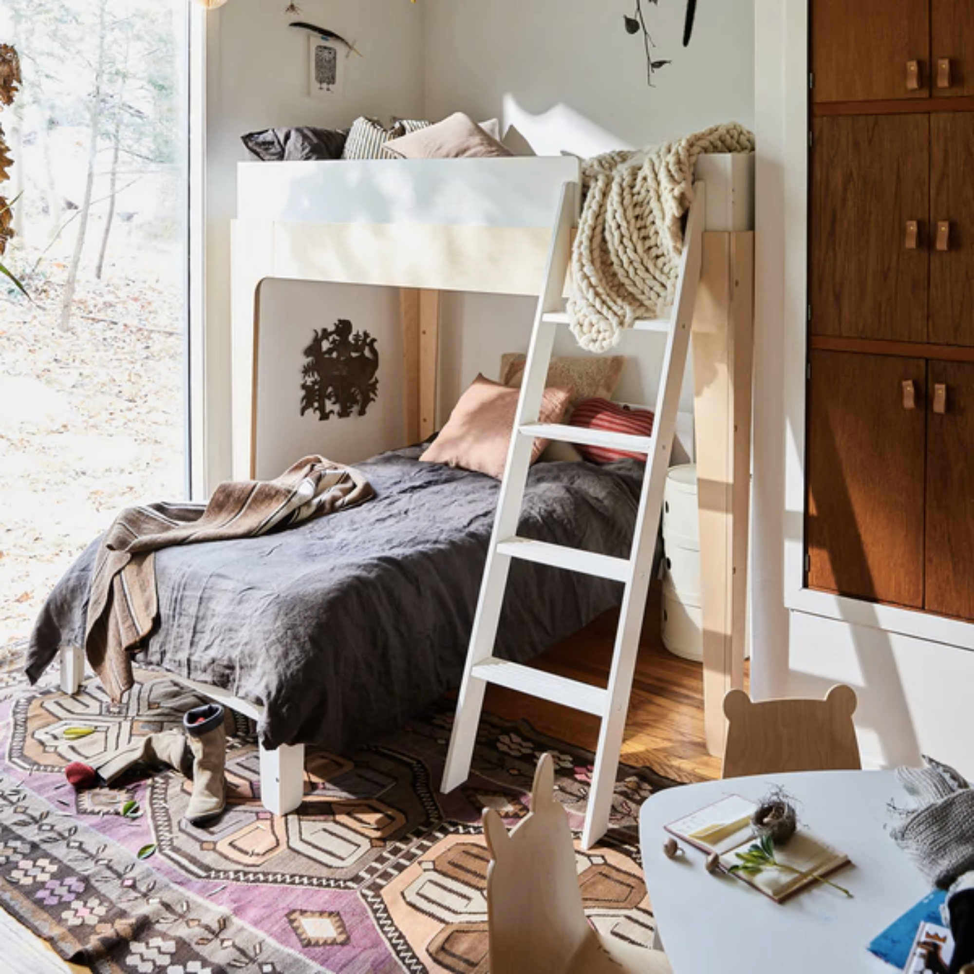 OEUF Perch Bunk Bed Twin Size - White/Birch