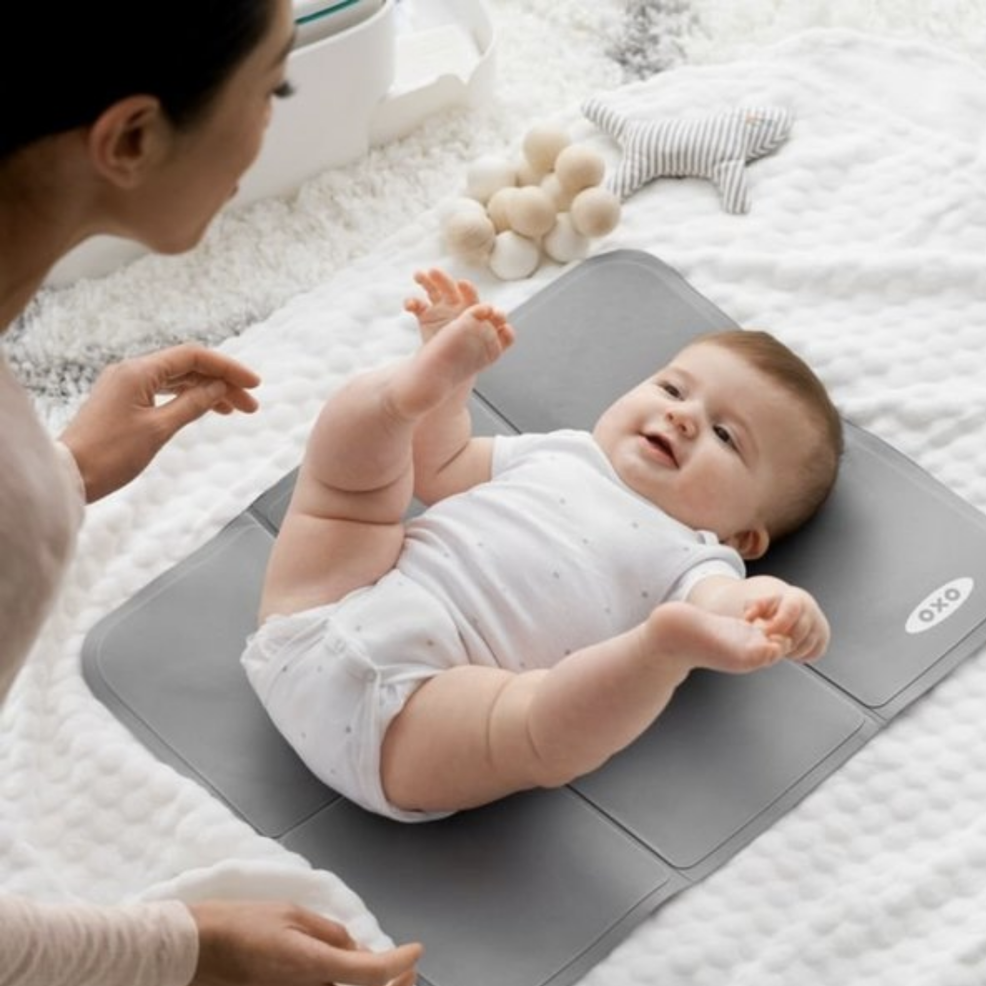 OXO TOT Diaper Caddy With Changing Mat - Grey