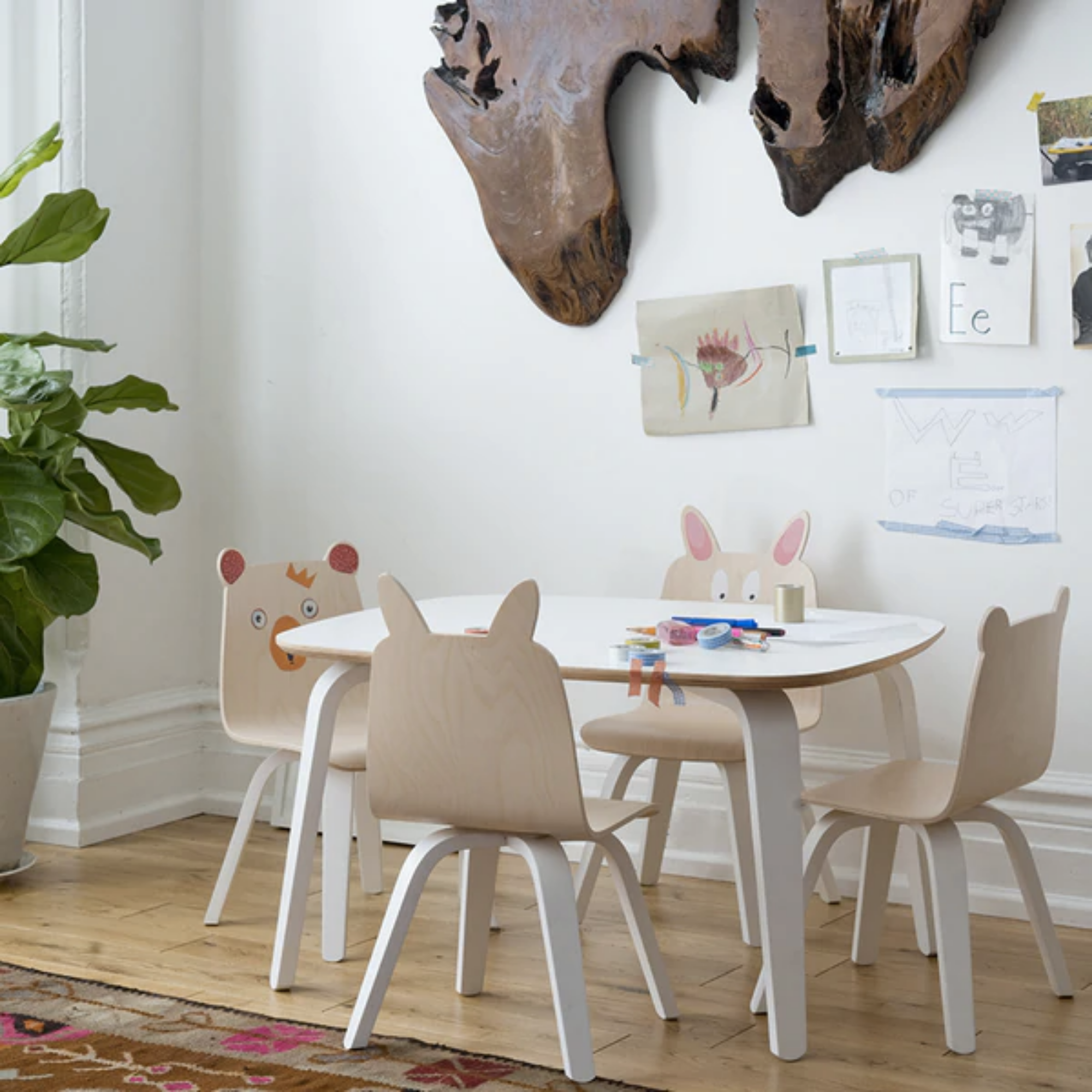 OEUF Bear Play Chair (Set of 2) - White/Birch