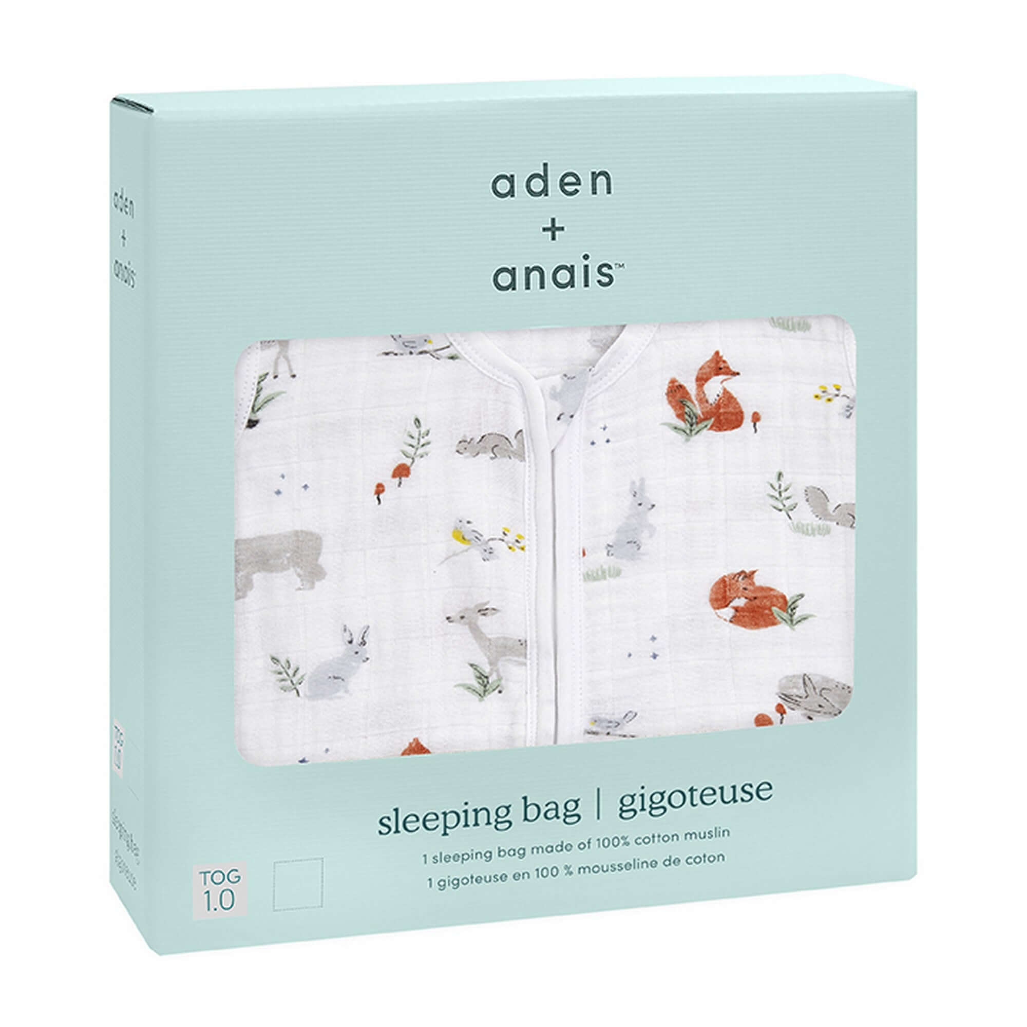 ADEN + ANAIS Cotton Muslin Light Sleeping Bag 1Tog