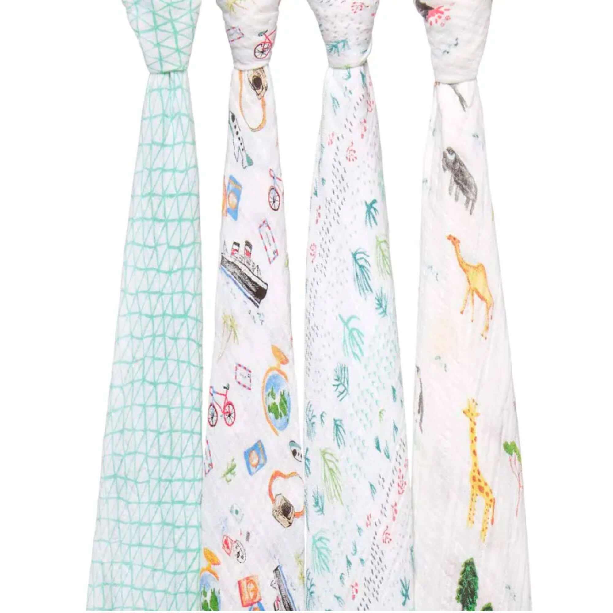 ADEN + ANAIS Cotton Muslin Swaddle (4 Pk) - Around the world
