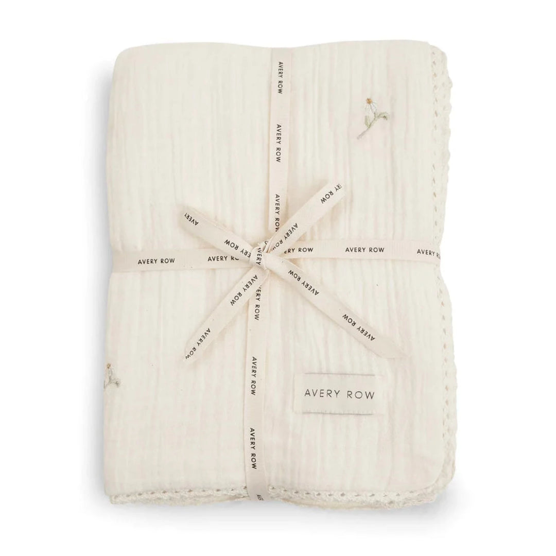 AVERY ROW Embroidered Muslin Blanket