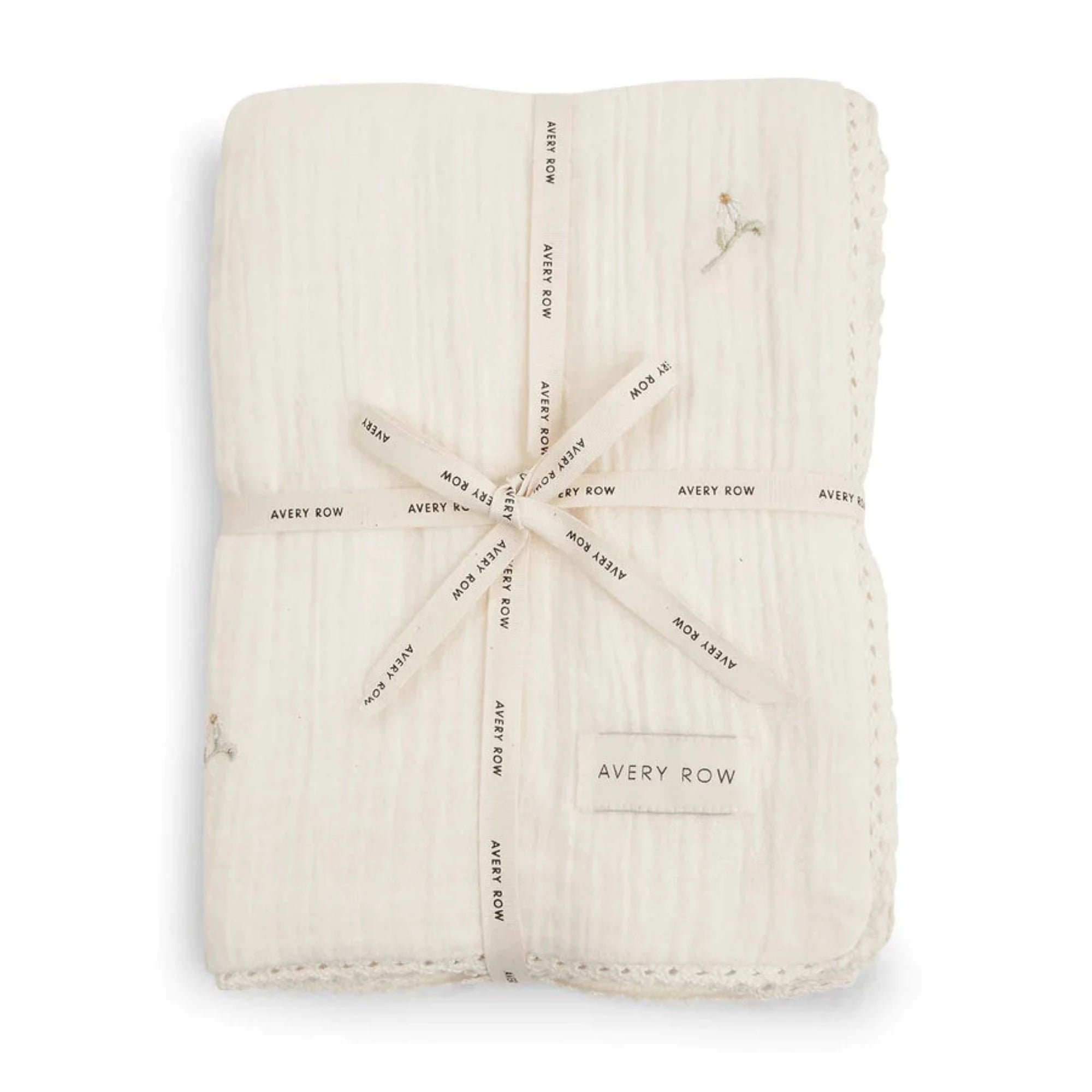 AVERY ROW Embroidered Muslin Blanket