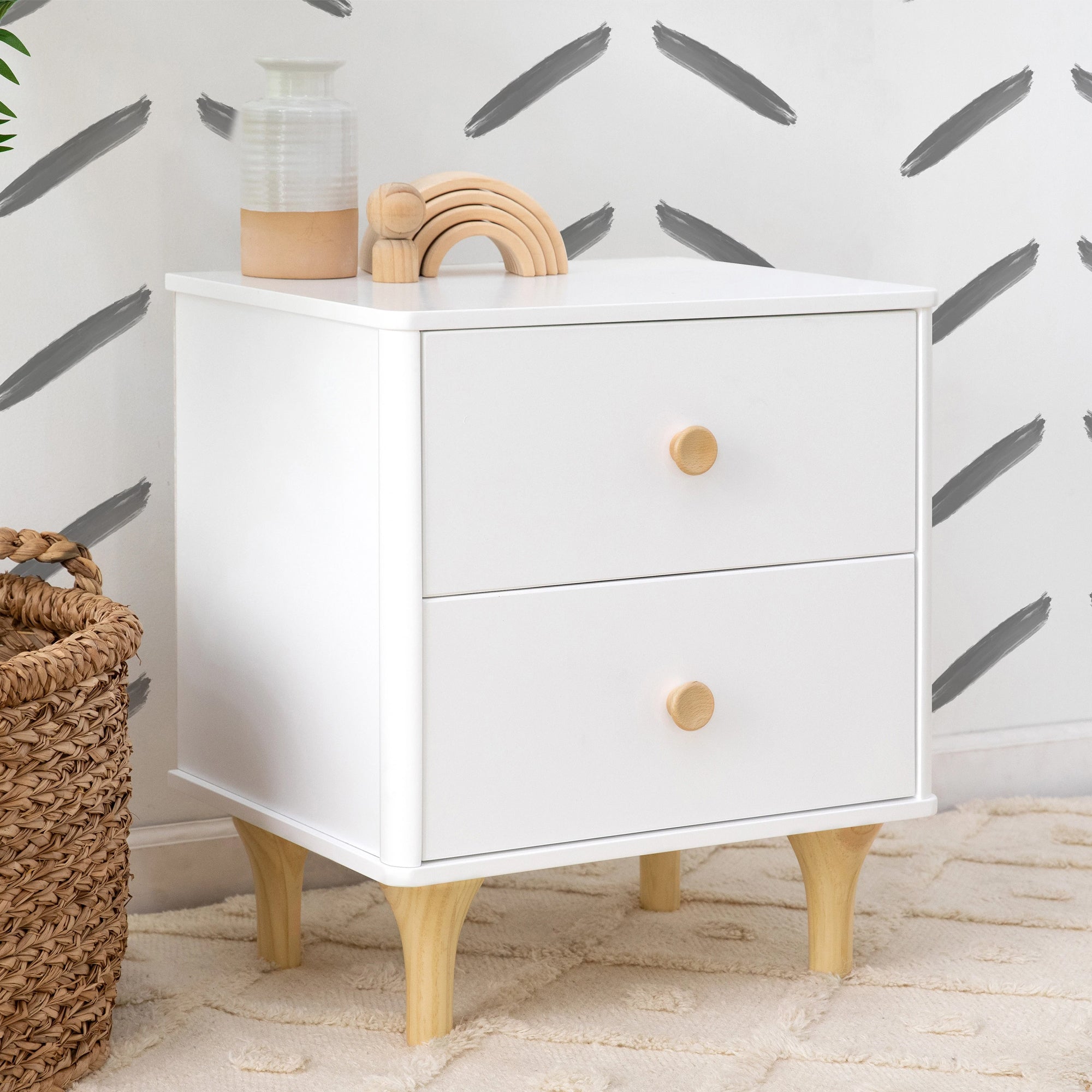 BABYLETTO Lolly Nightstand with USB Port - White/Natural