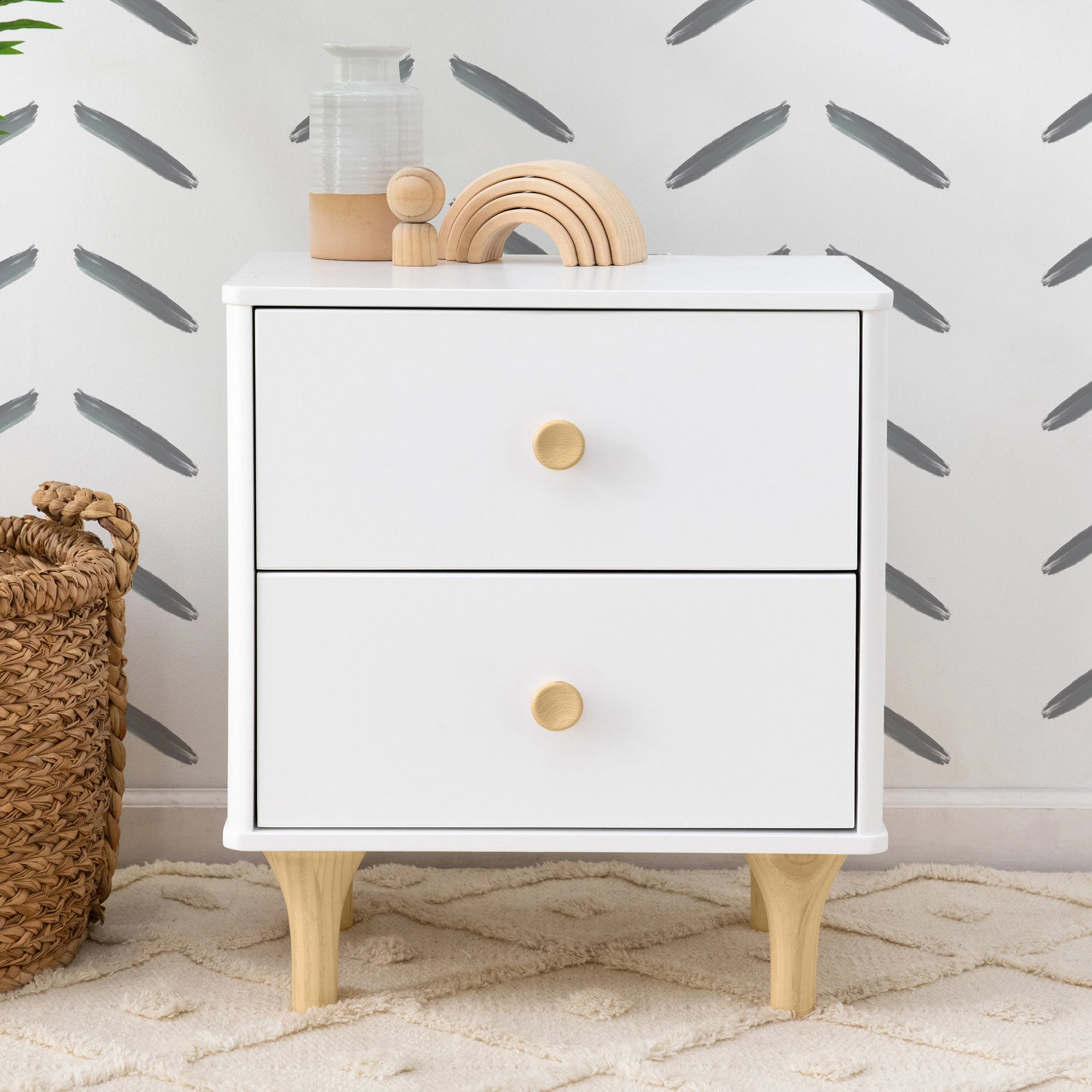 BABYLETTO Lolly Nightstand with USB Port - White/Natural