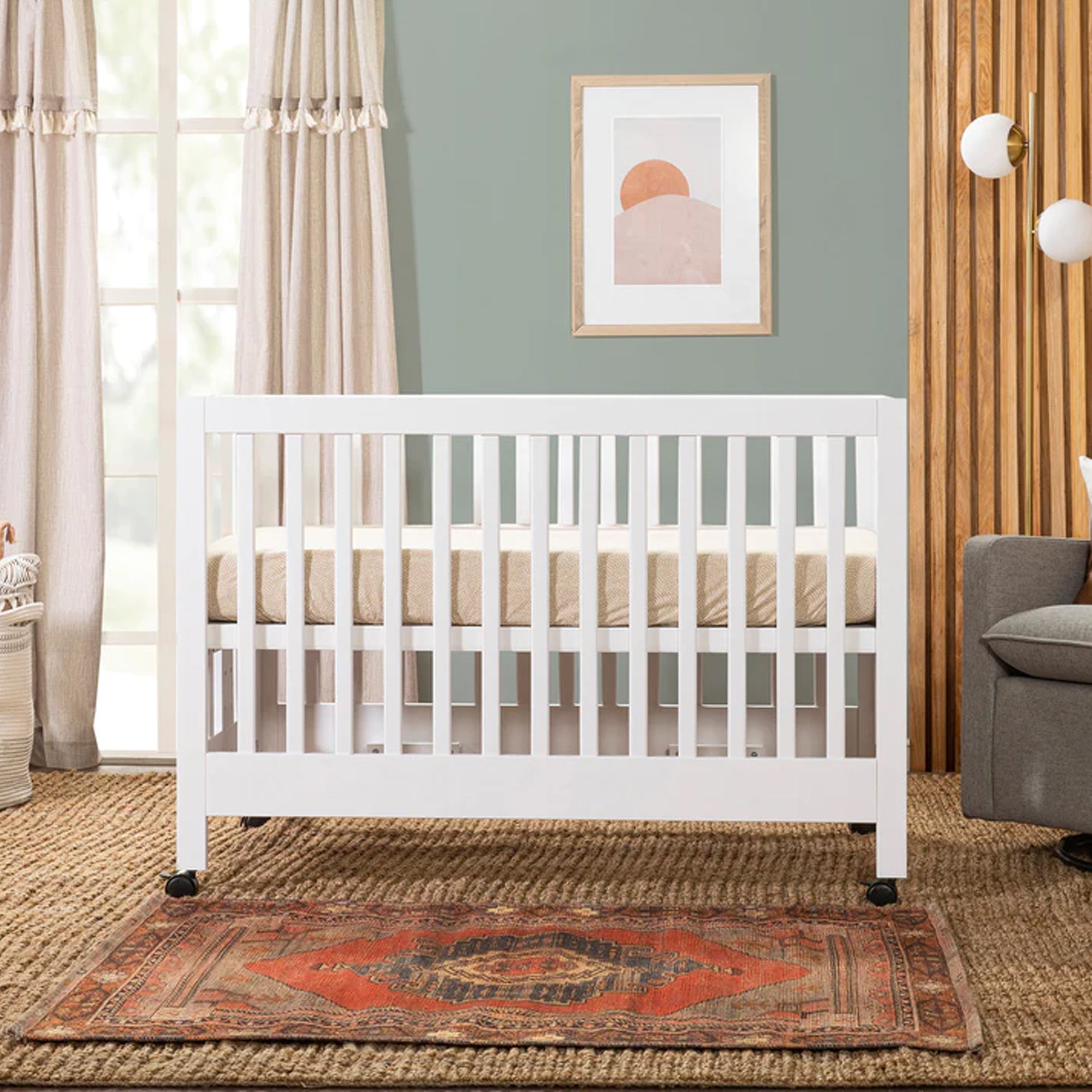 BABYLETTO Maki Full-Size Folding Crib w/ Toddler Bed Conversion Kit